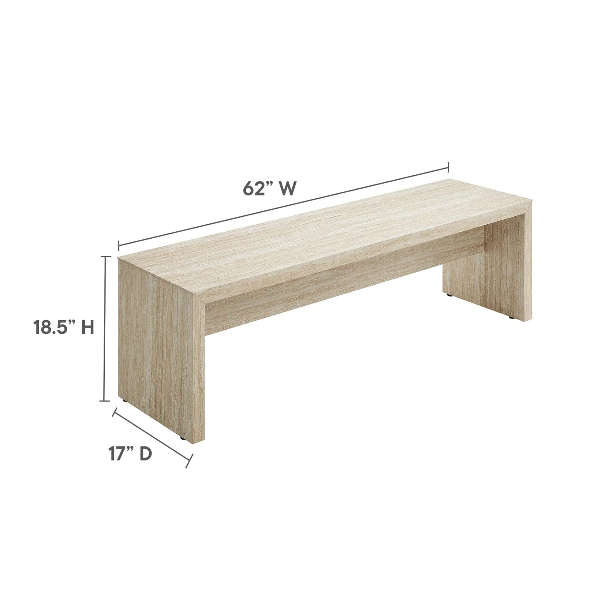 Mirella 62" Faux Travertine Long Bench by Modway - Image 4