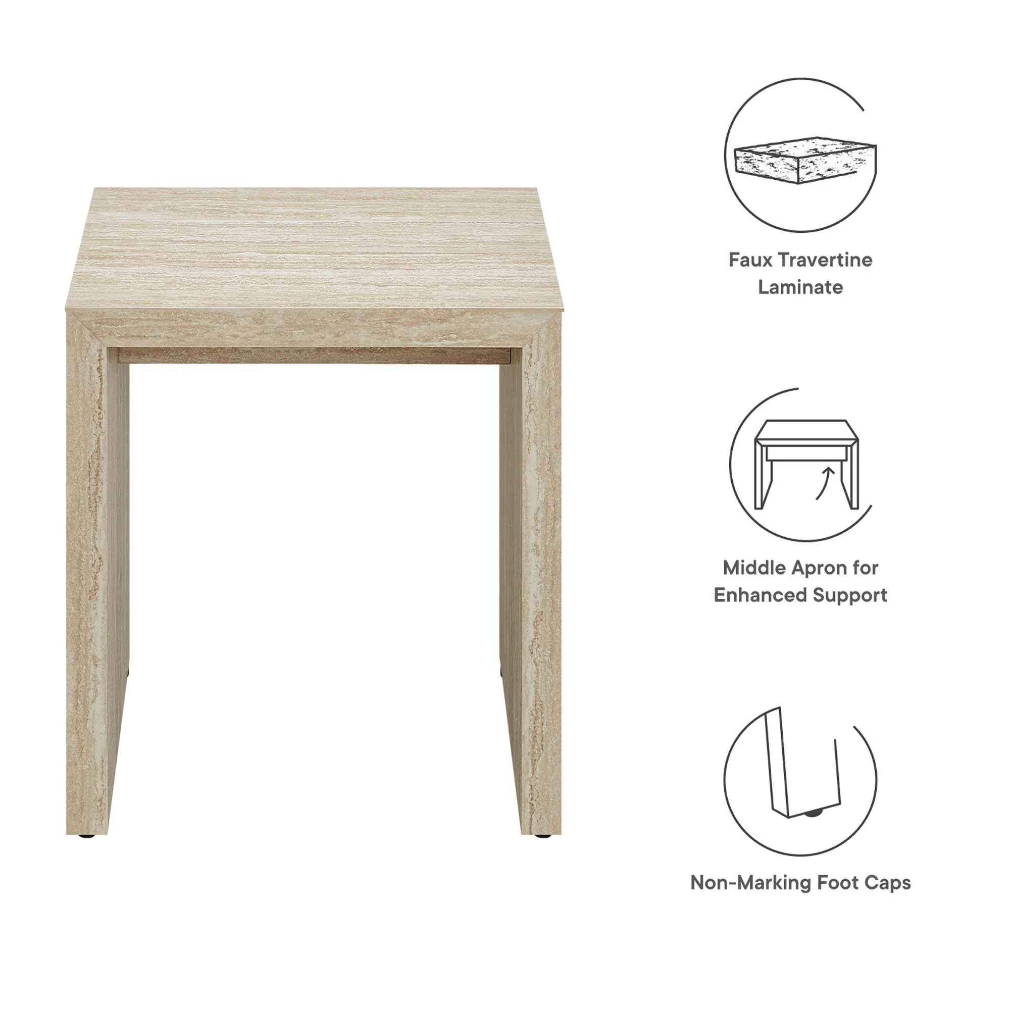 Mirella Faux Travertine Side Table by Modway - Image 3