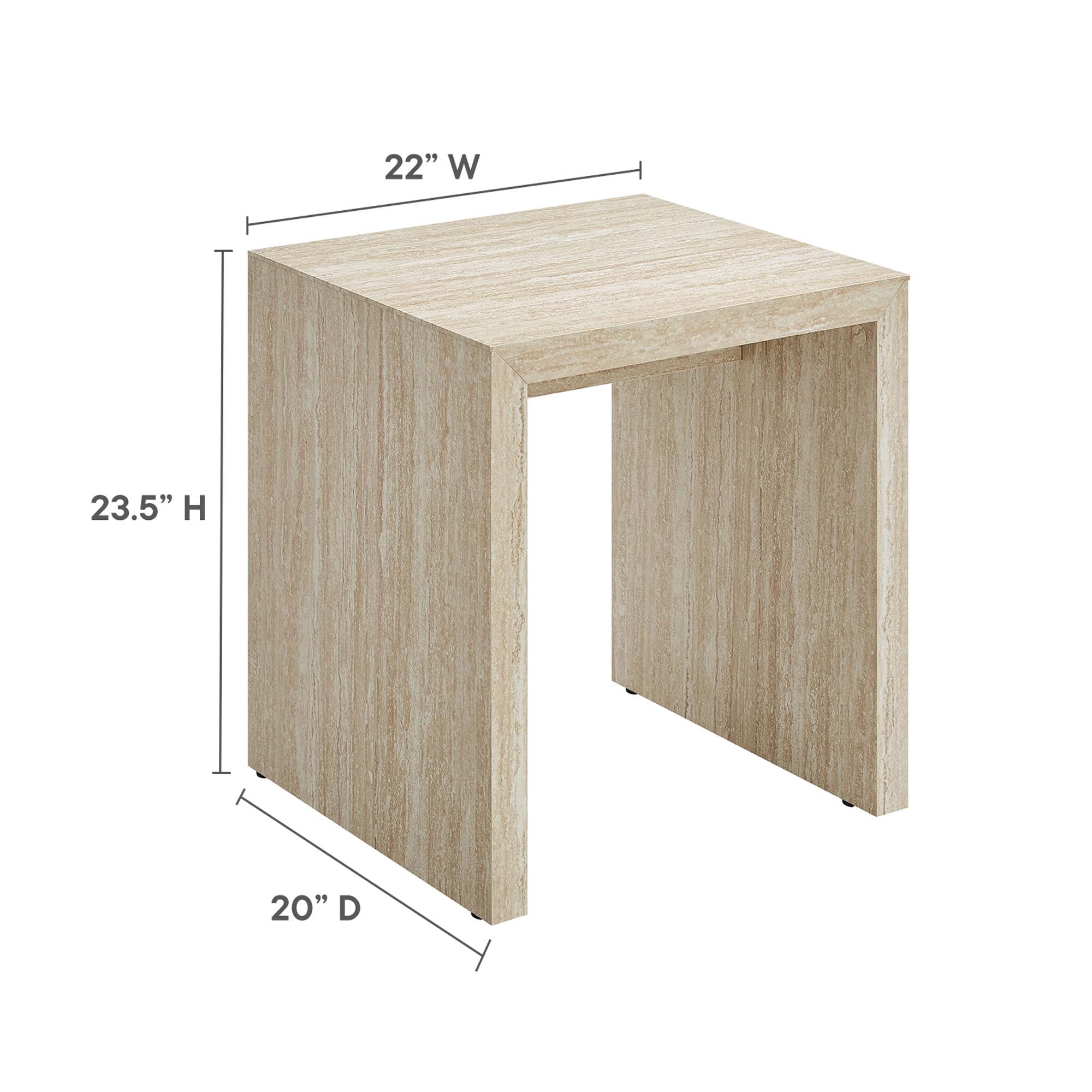 Mirella Faux Travertine Side Table by Modway - Image 4