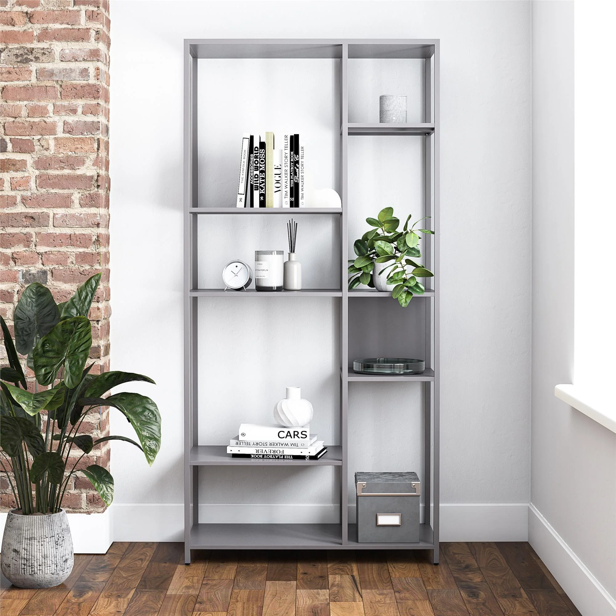 Mission District - Bookcase Room Divider With 6 Shelves - Gray - Image 3