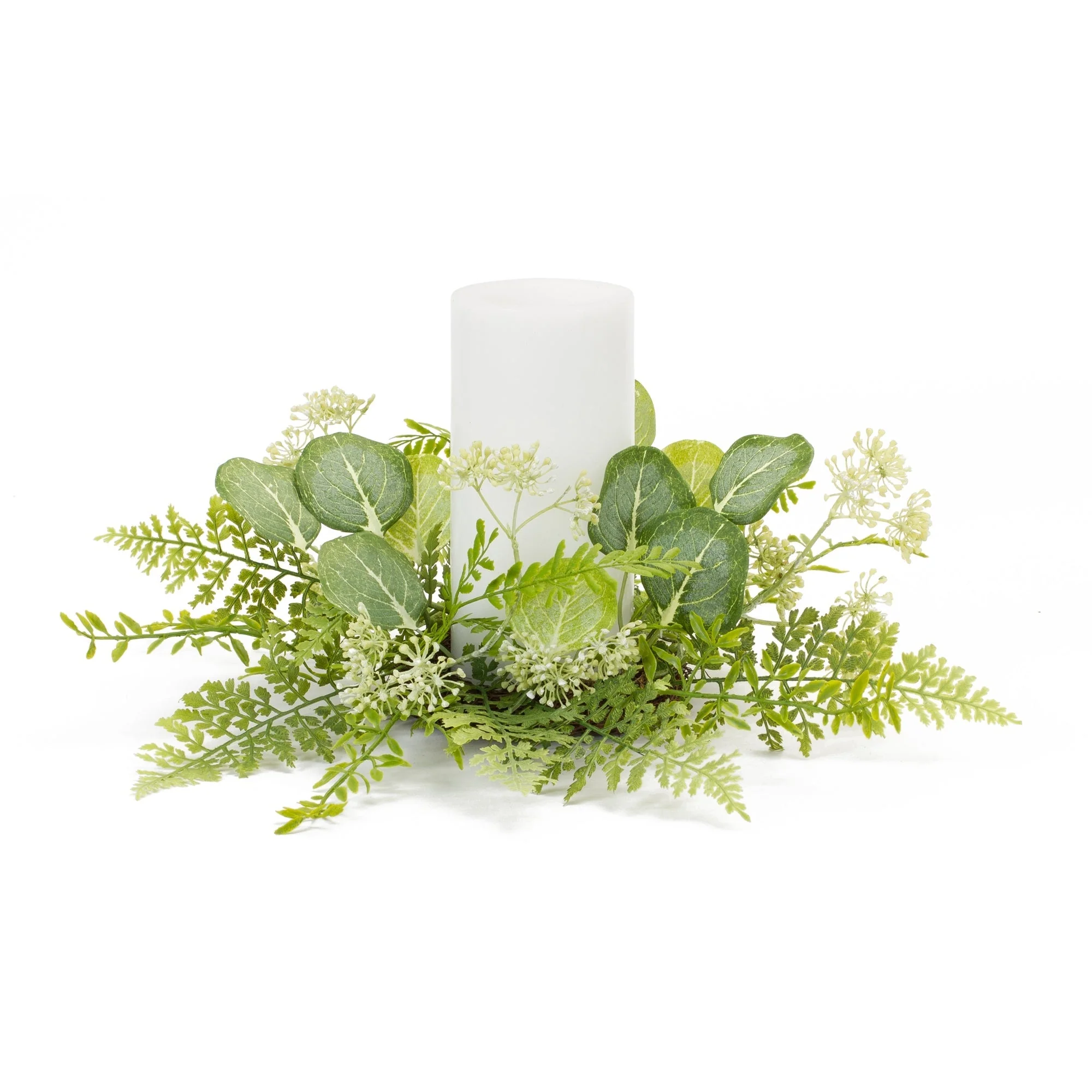 Mixed fern and eucalyptus foliage candle ring (set of 4) - Image 2
