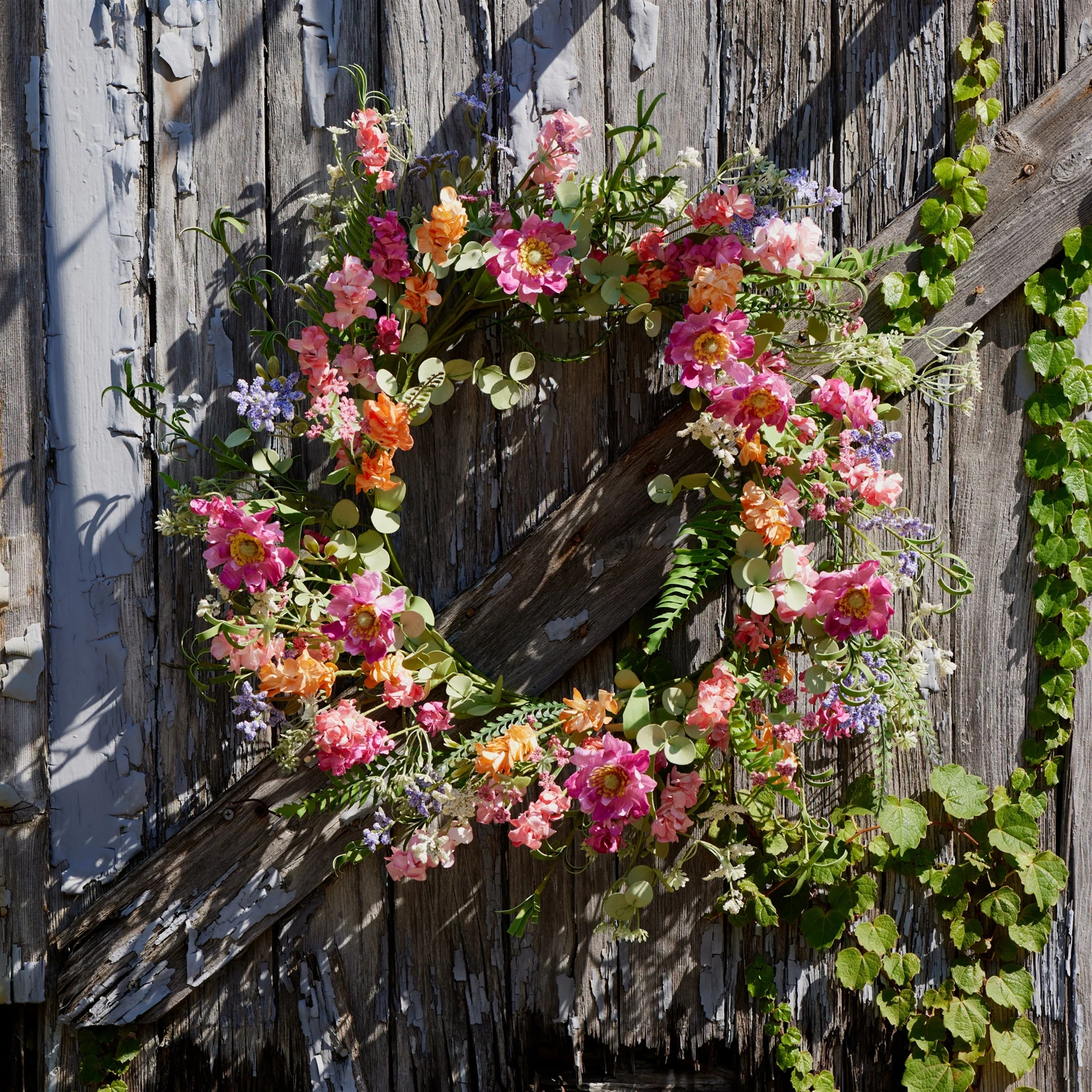Mixed Floral and Foliage Wreath 20"D - Image 3