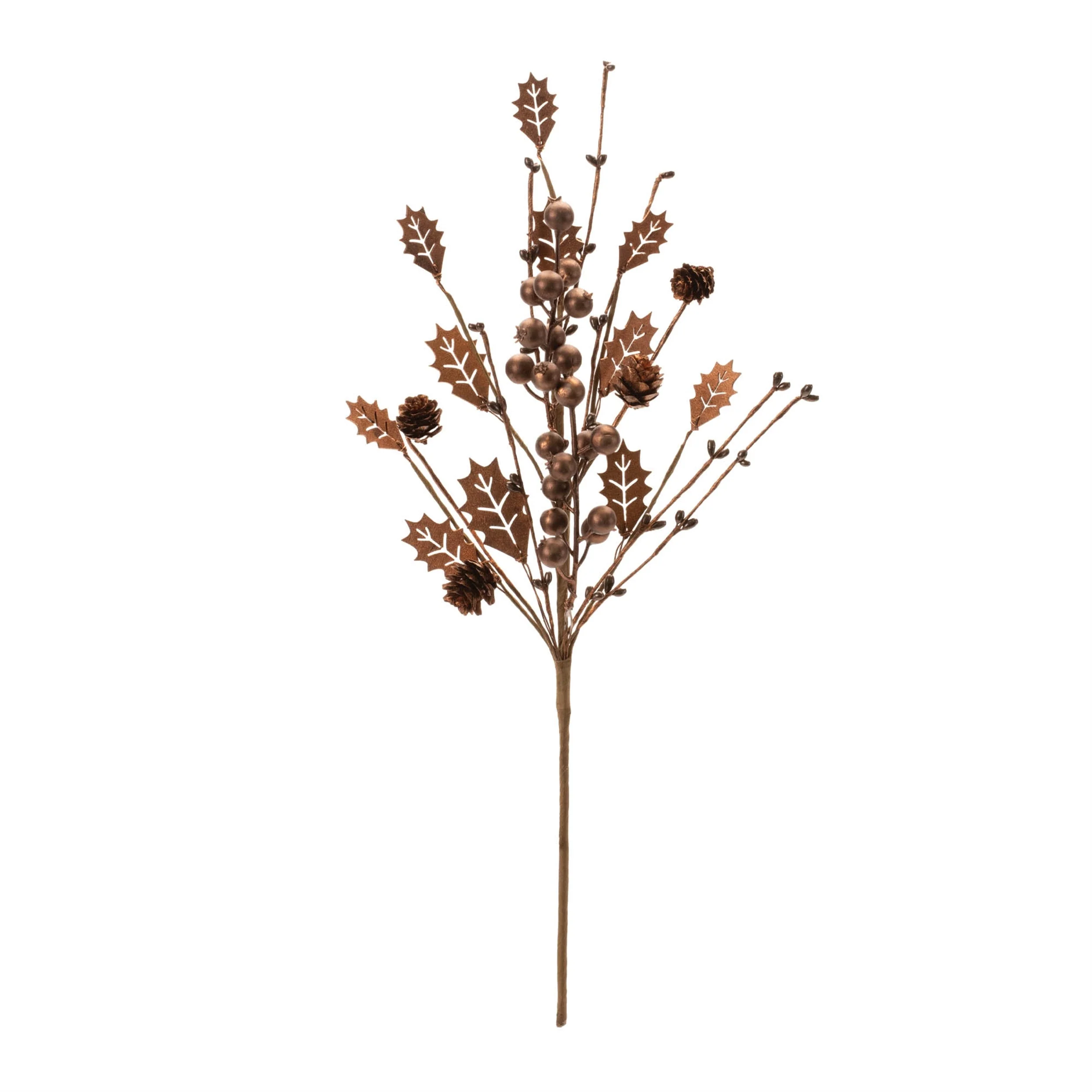 Mixed Holly Berry Pinecone Spray (Set of 6) - Image 2