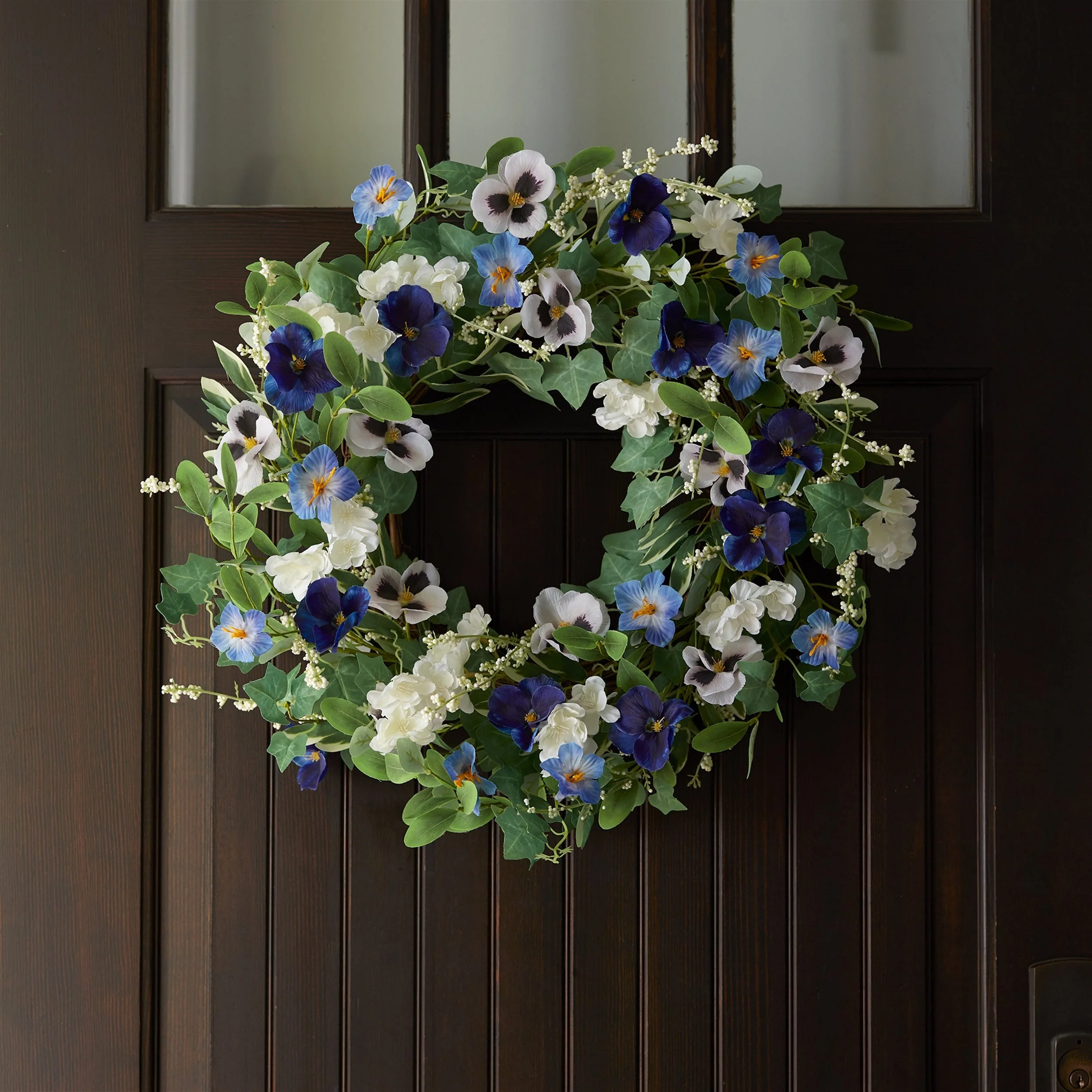 Mixed Petunia Pansy Floral Wreath 22"D - Image 2