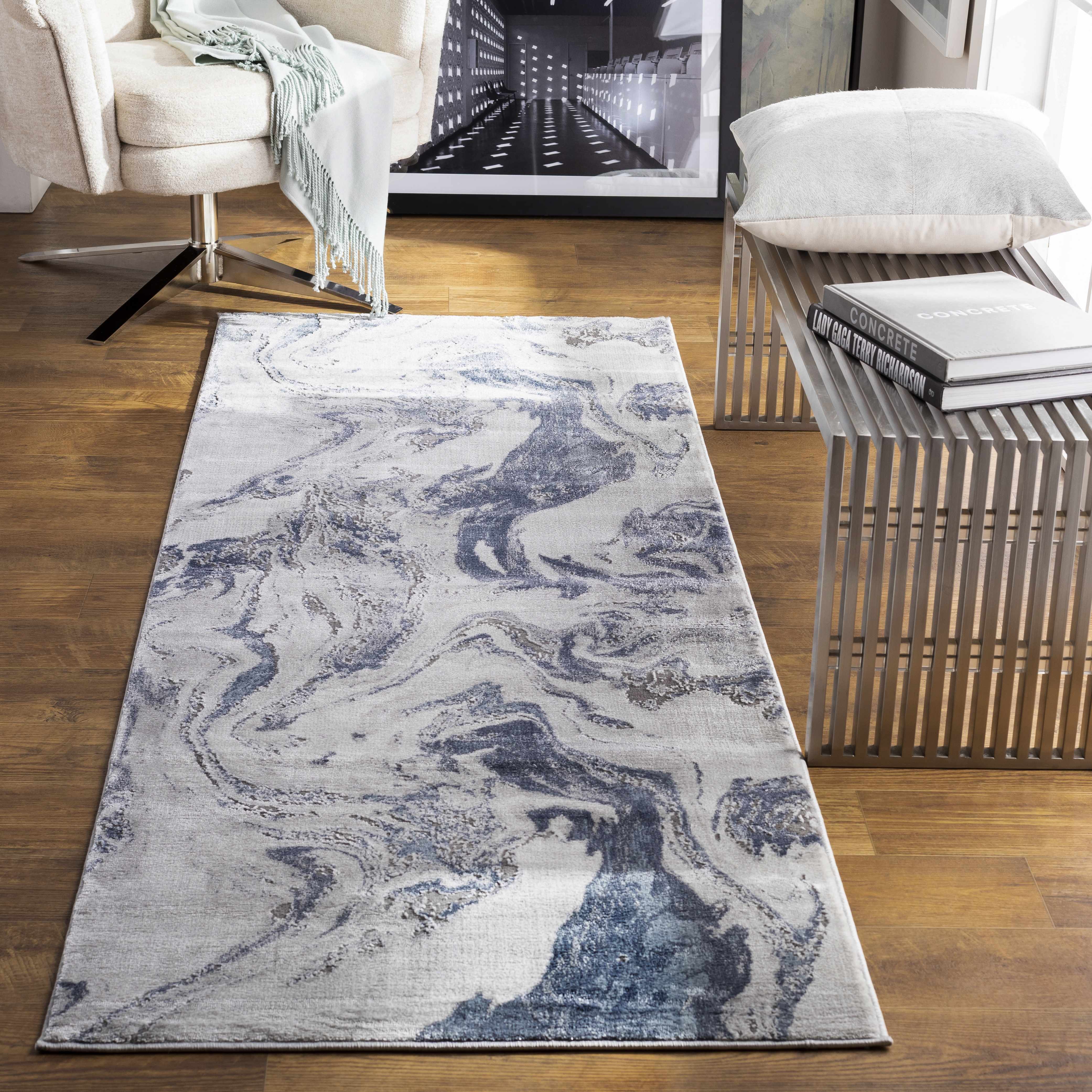 Moana Denim Blue Marble Area Rug - Image 12