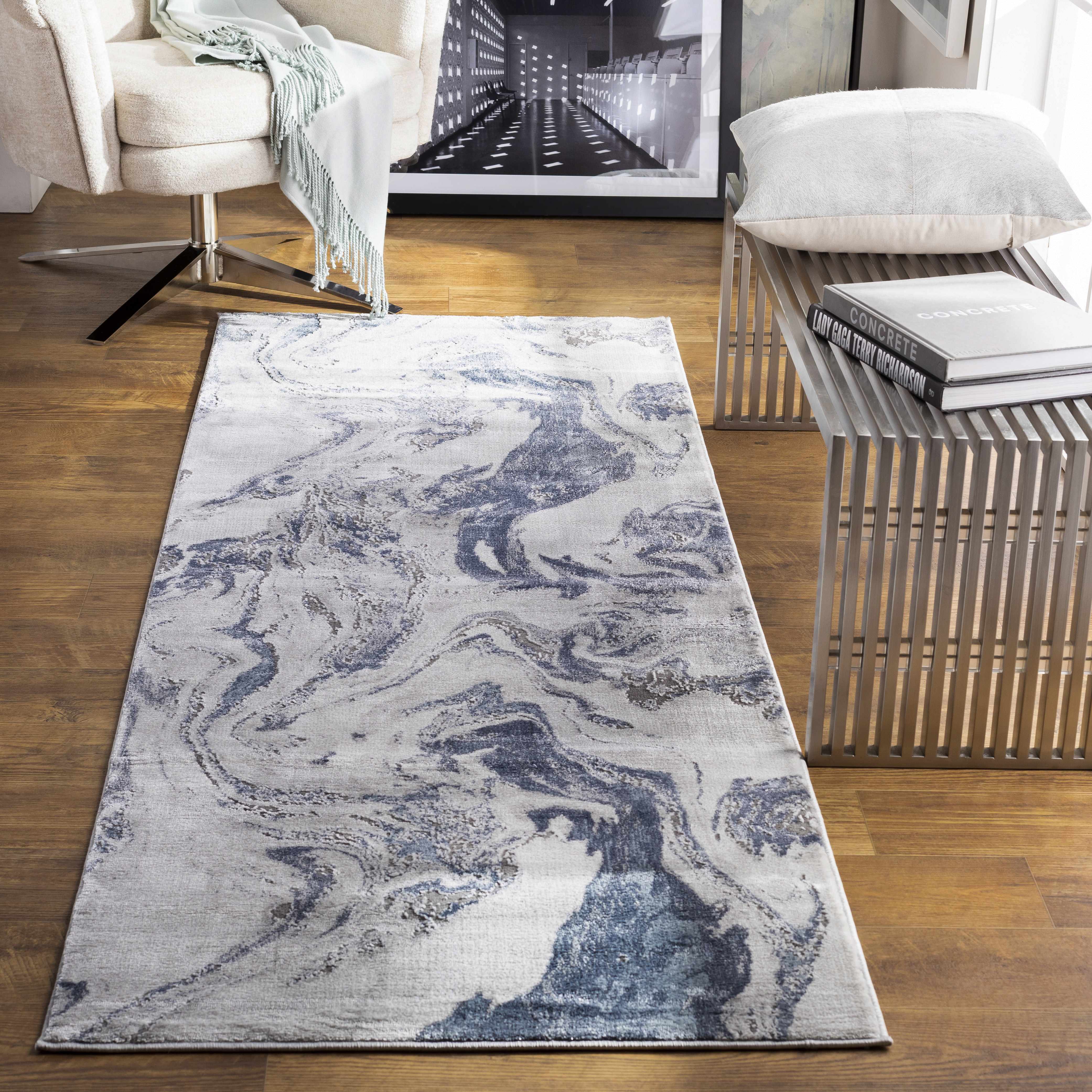 Moana Denim Blue Marble Area Rug - Image 3