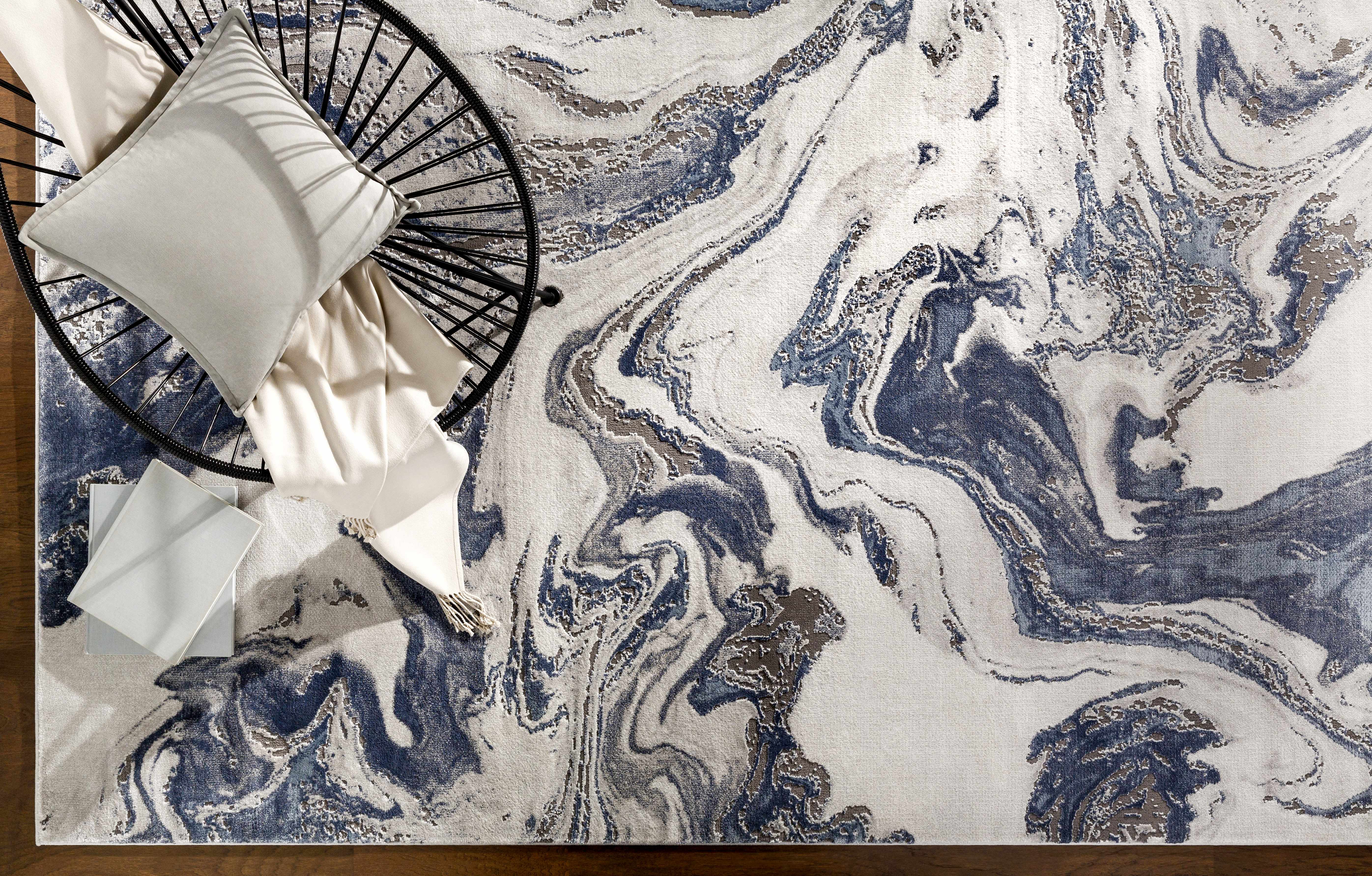 Moana Denim Blue Marble Area Rug - Image 5