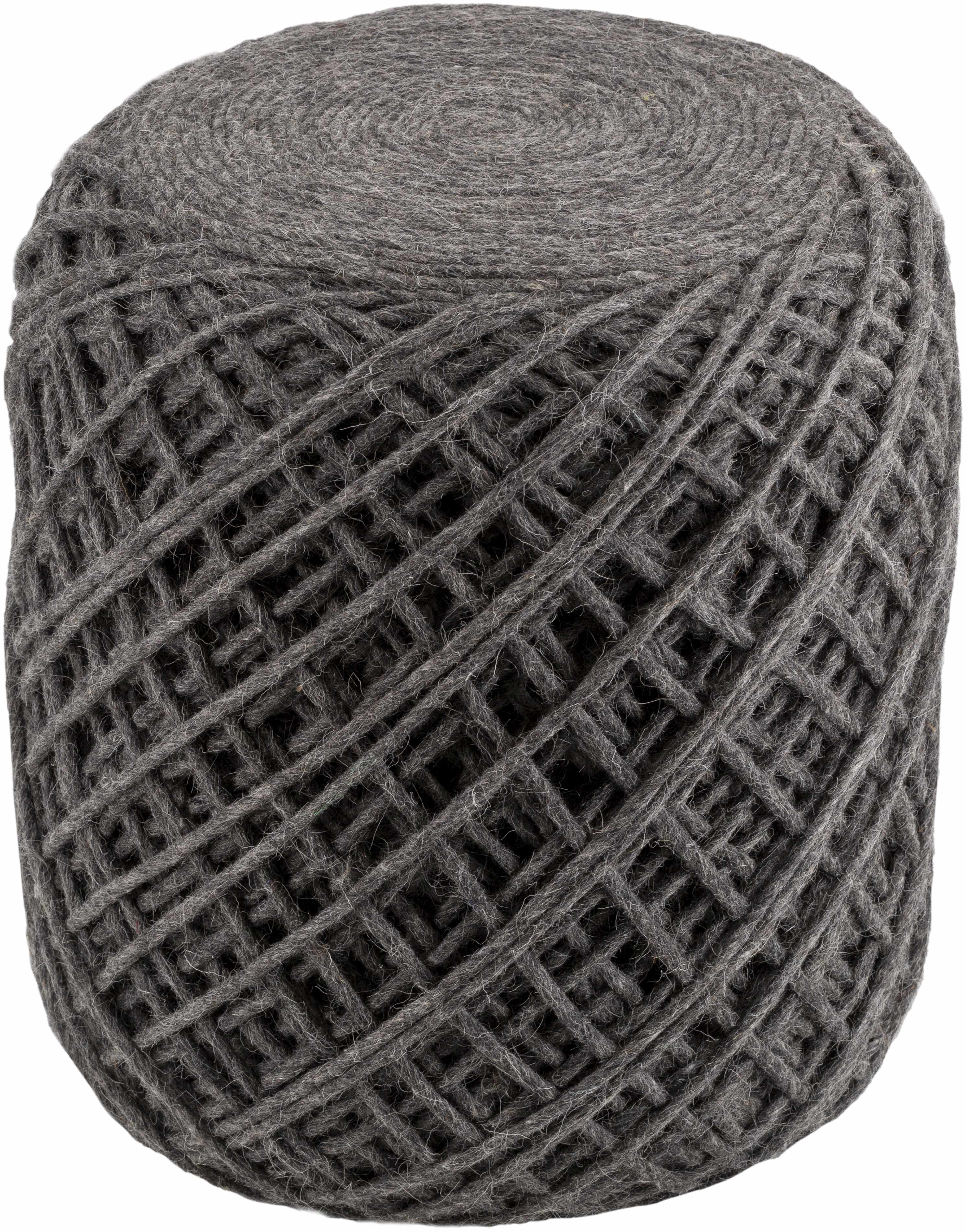 Moapa Charcoal Wool Pouf - Image 2