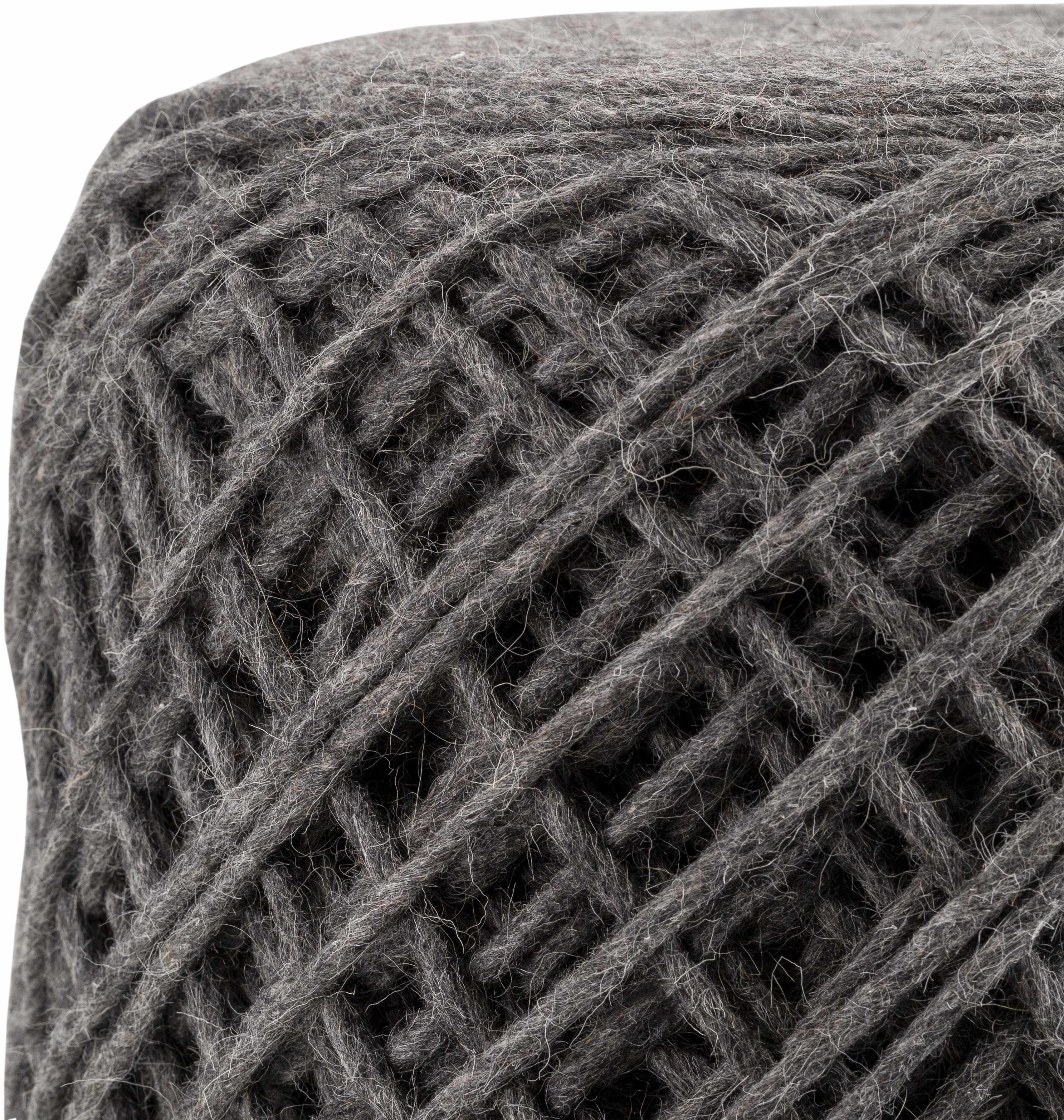 Moapa Charcoal Wool Pouf - Image 3