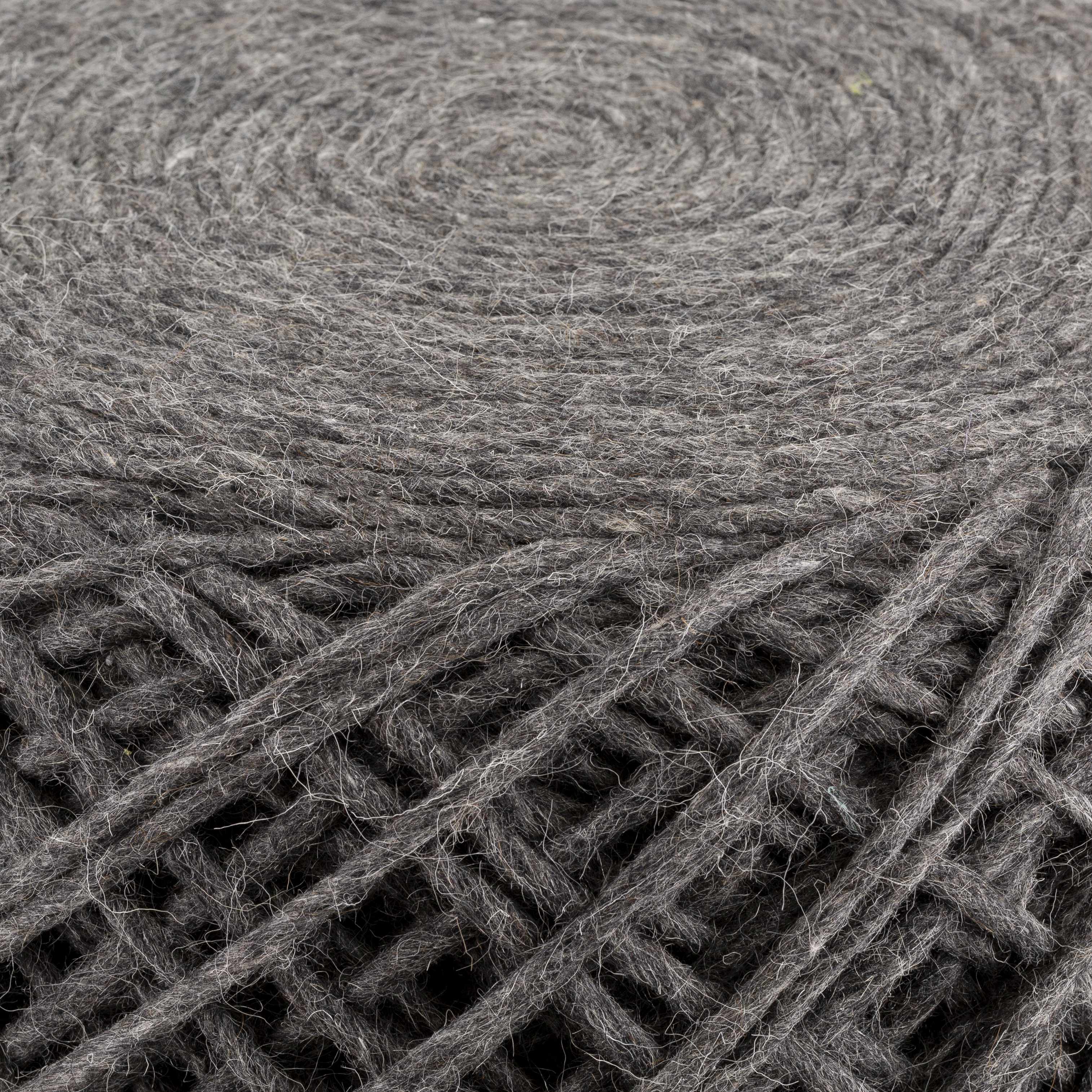 Moapa Charcoal Wool Pouf - Image 5