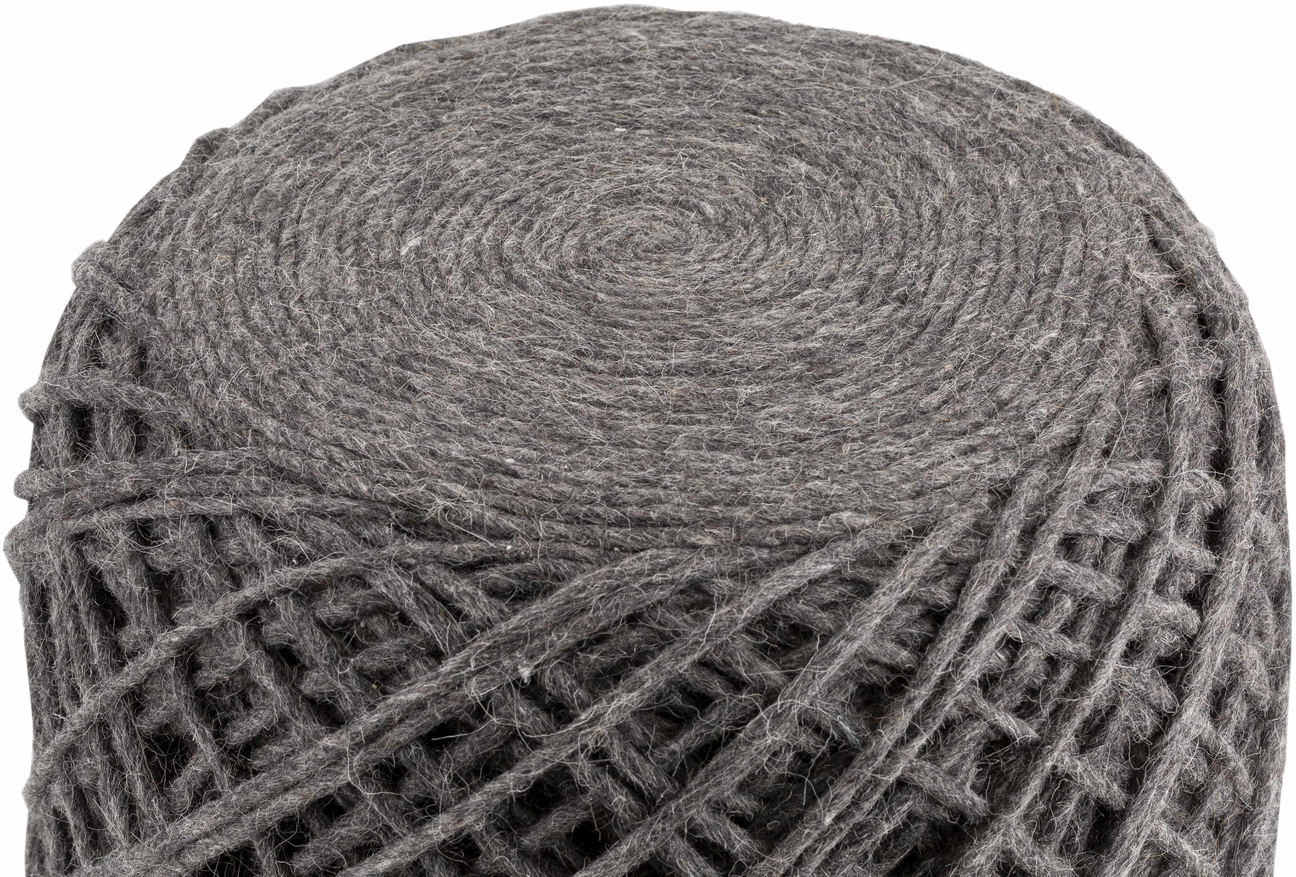 Moapa Charcoal Wool Pouf - Image 6