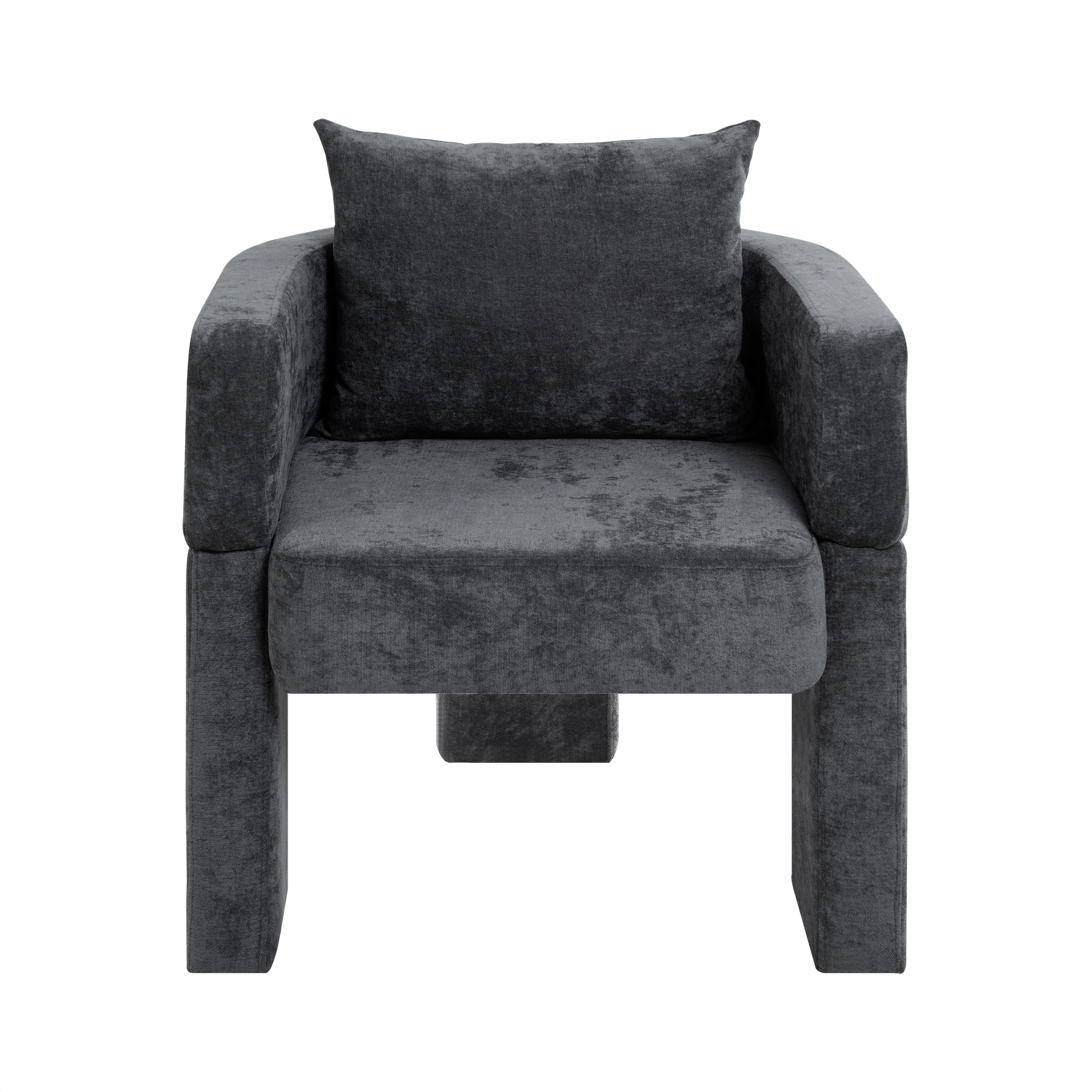 Modern 3-Leg Chenille Accent Chair with Ergonomic Arms & Removable Pillow - Image 5