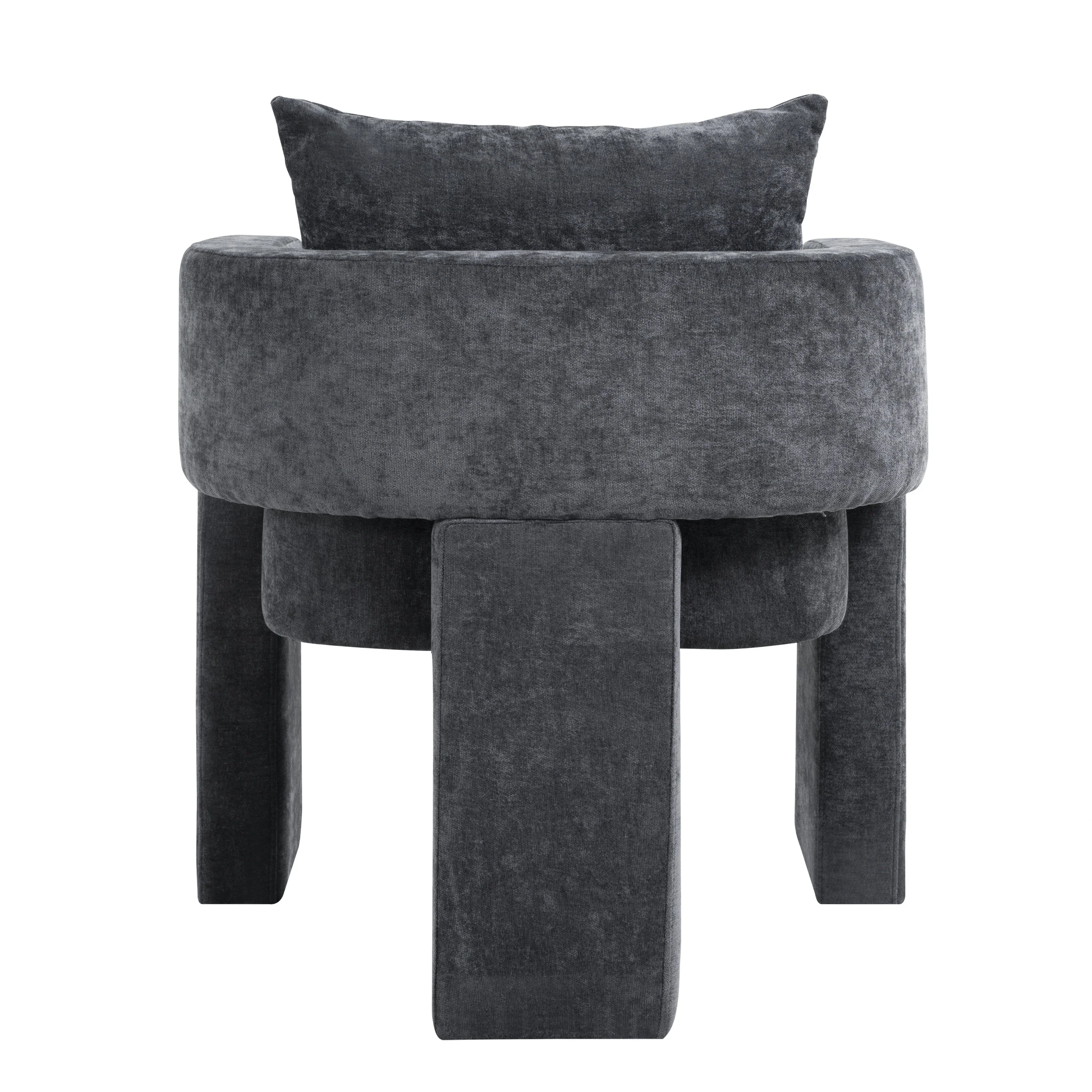 Modern 3-Leg Chenille Accent Chair with Ergonomic Arms & Removable Pillow - Image 6