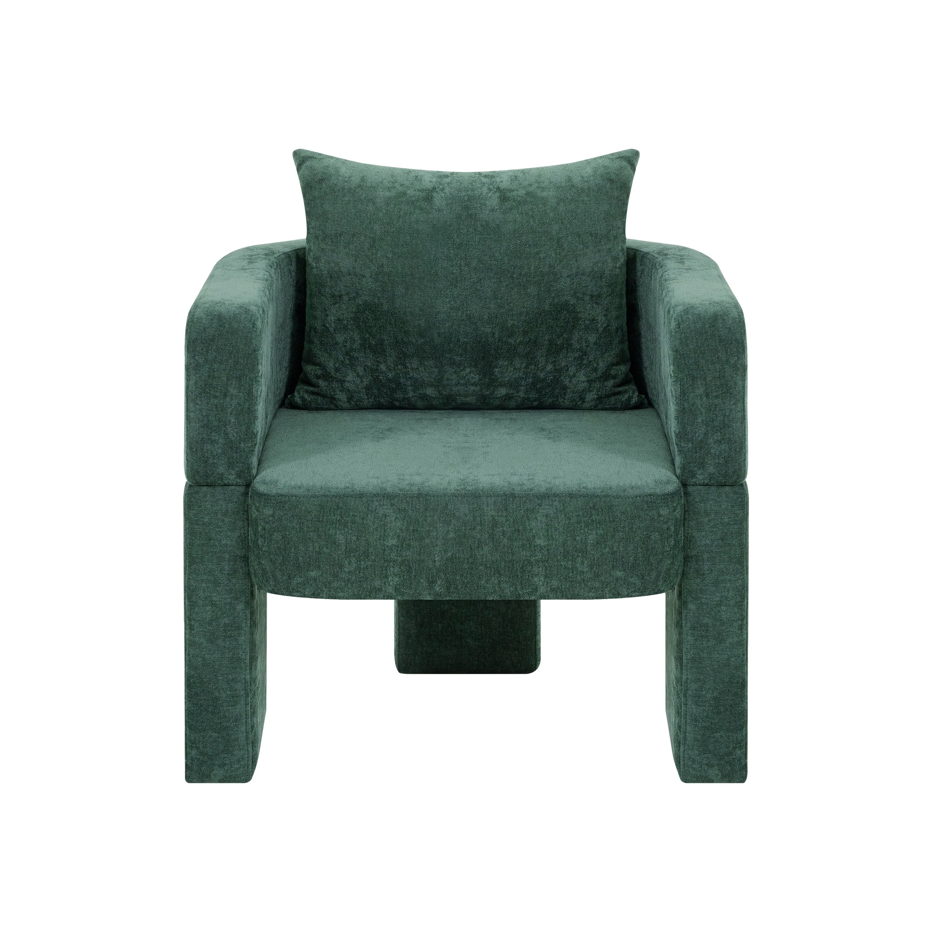 Modern 3-Leg Chenille Accent Chair with Ergonomic Arms & Removable Pillow - Image 5