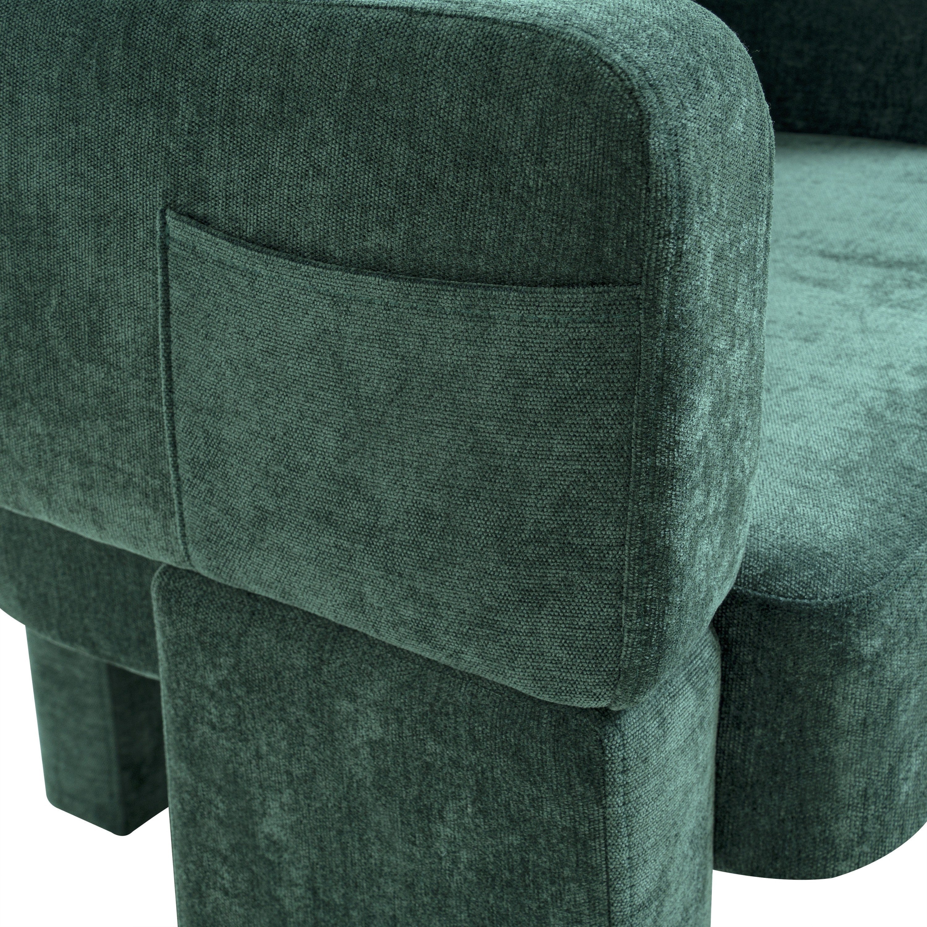 Modern 3-Leg Chenille Accent Chair with Ergonomic Arms & Removable Pillow - Image 7