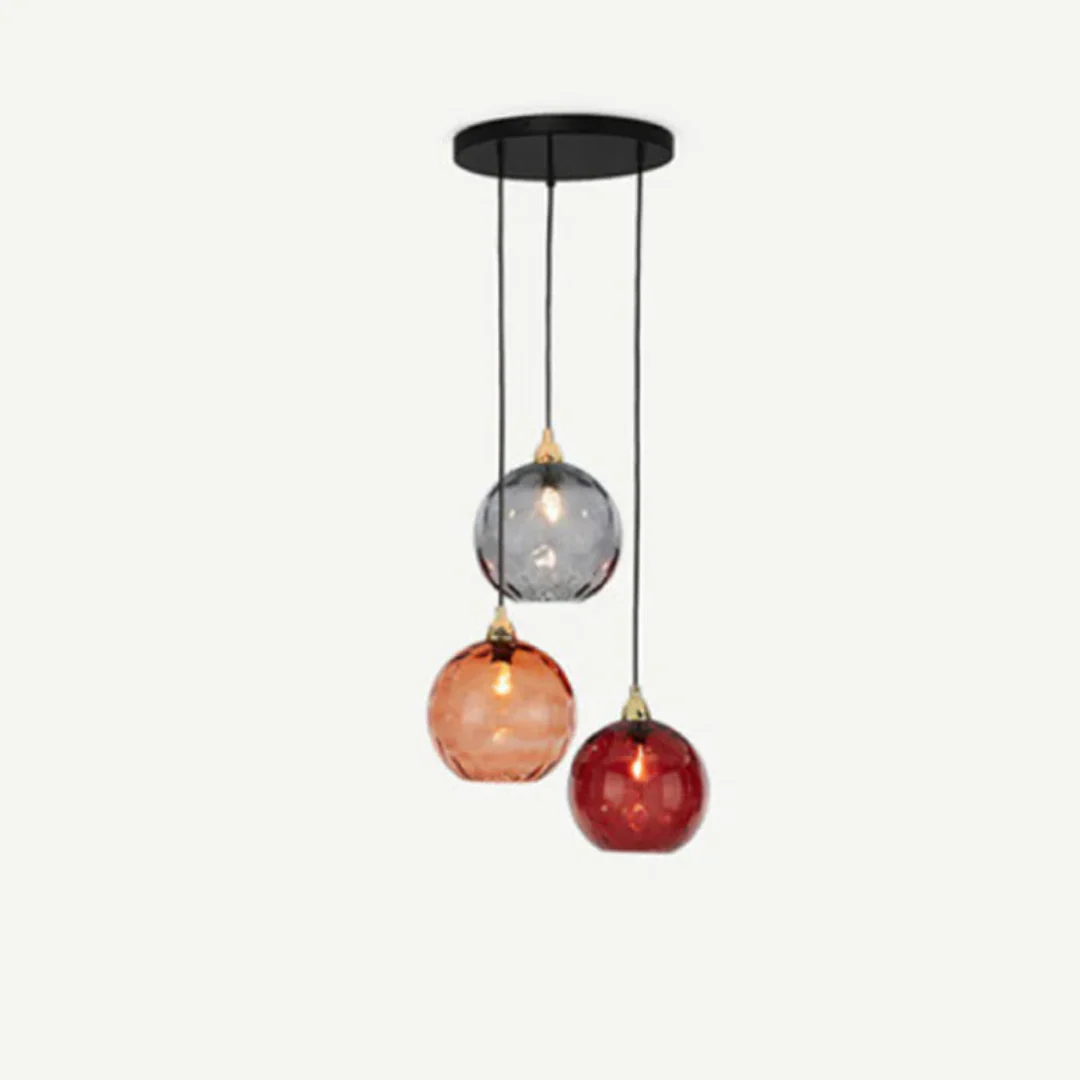 Modern 3 Light Glass Cluster Pendant Light E27 LED Water Ripple Shade - Image 18