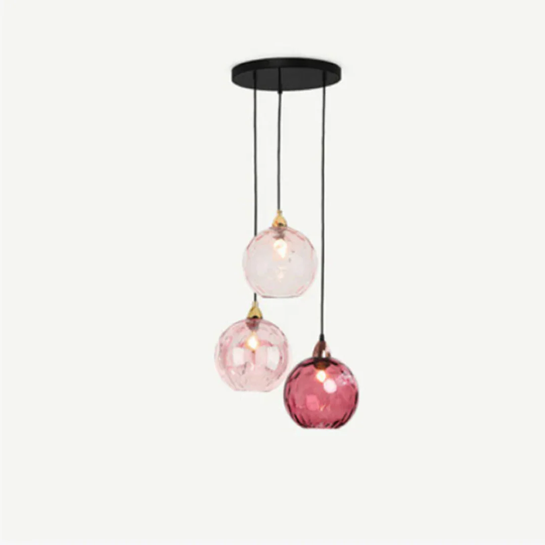 Modern 3 Light Glass Cluster Pendant Light E27 LED Water Ripple Shade - Image 19