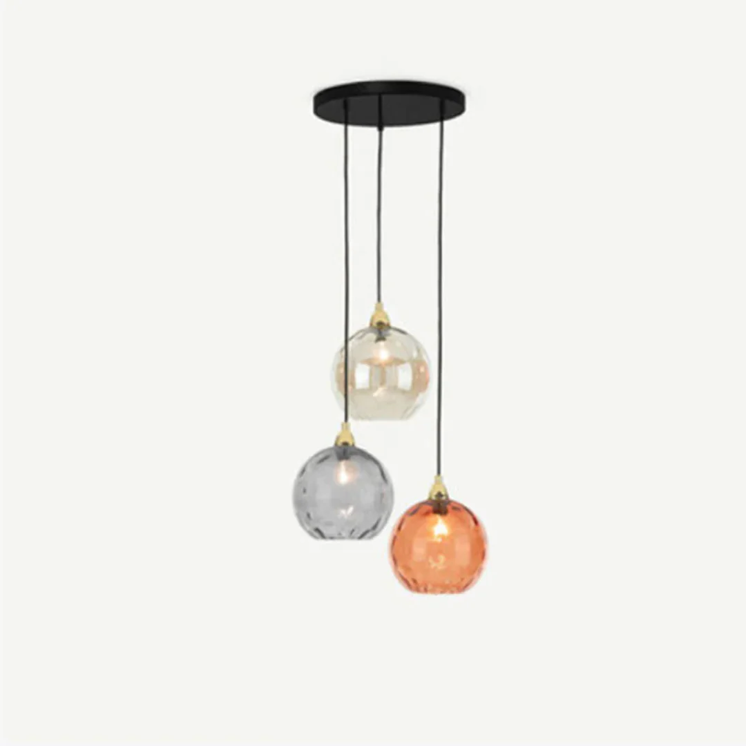 Modern 3 Light Glass Cluster Pendant Light E27 LED Water Ripple Shade - Image 20