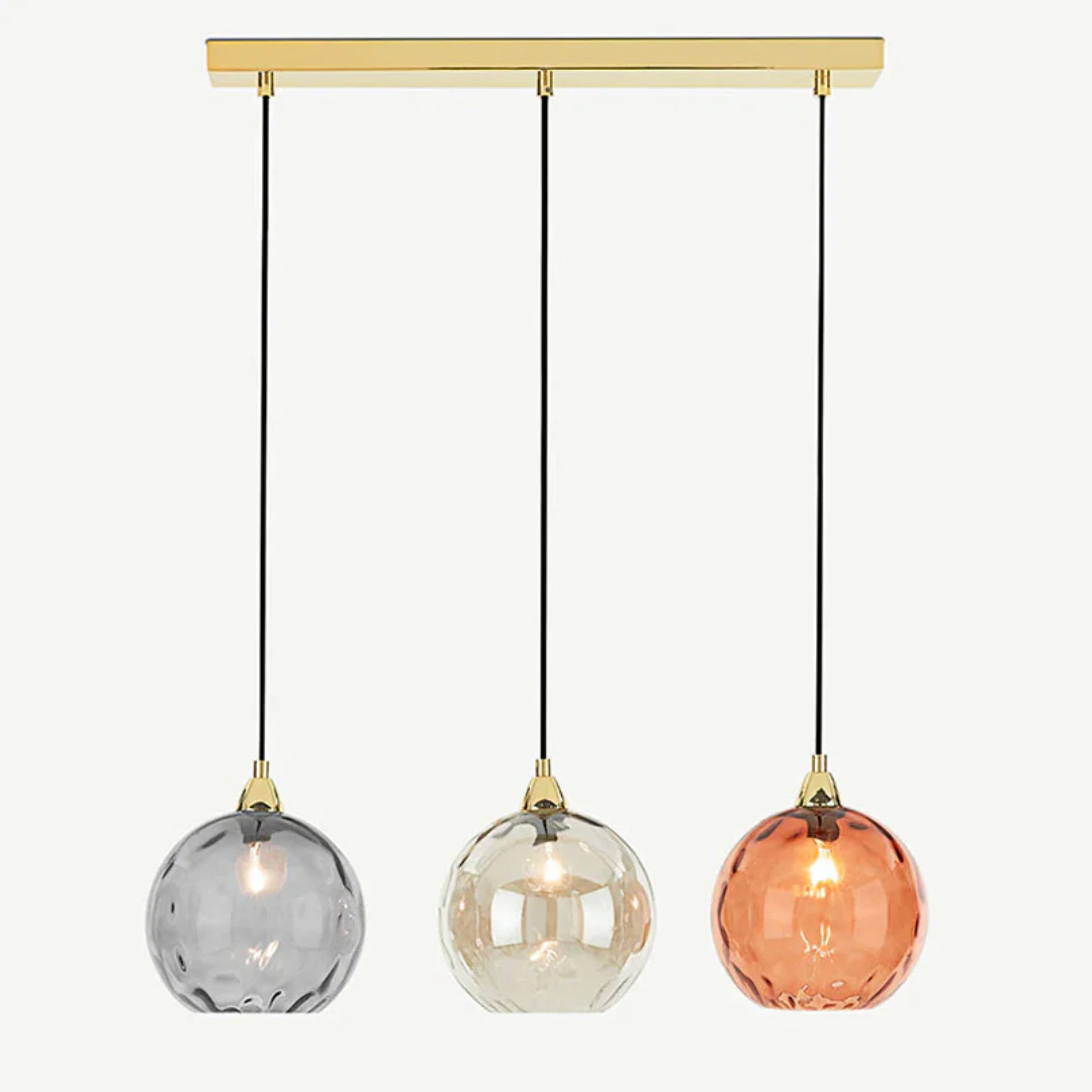 Modern 3 Light Glass Cluster Pendant Light E27 LED Water Ripple Shade - Image 21