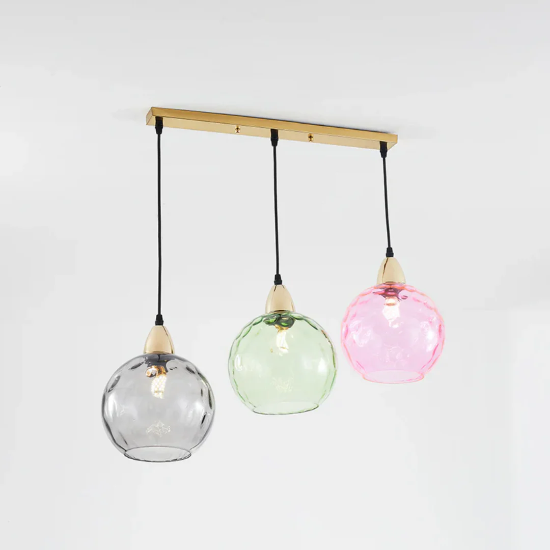 Modern 3 Light Glass Cluster Pendant Light E27 LED Water Ripple Shade - Image 4