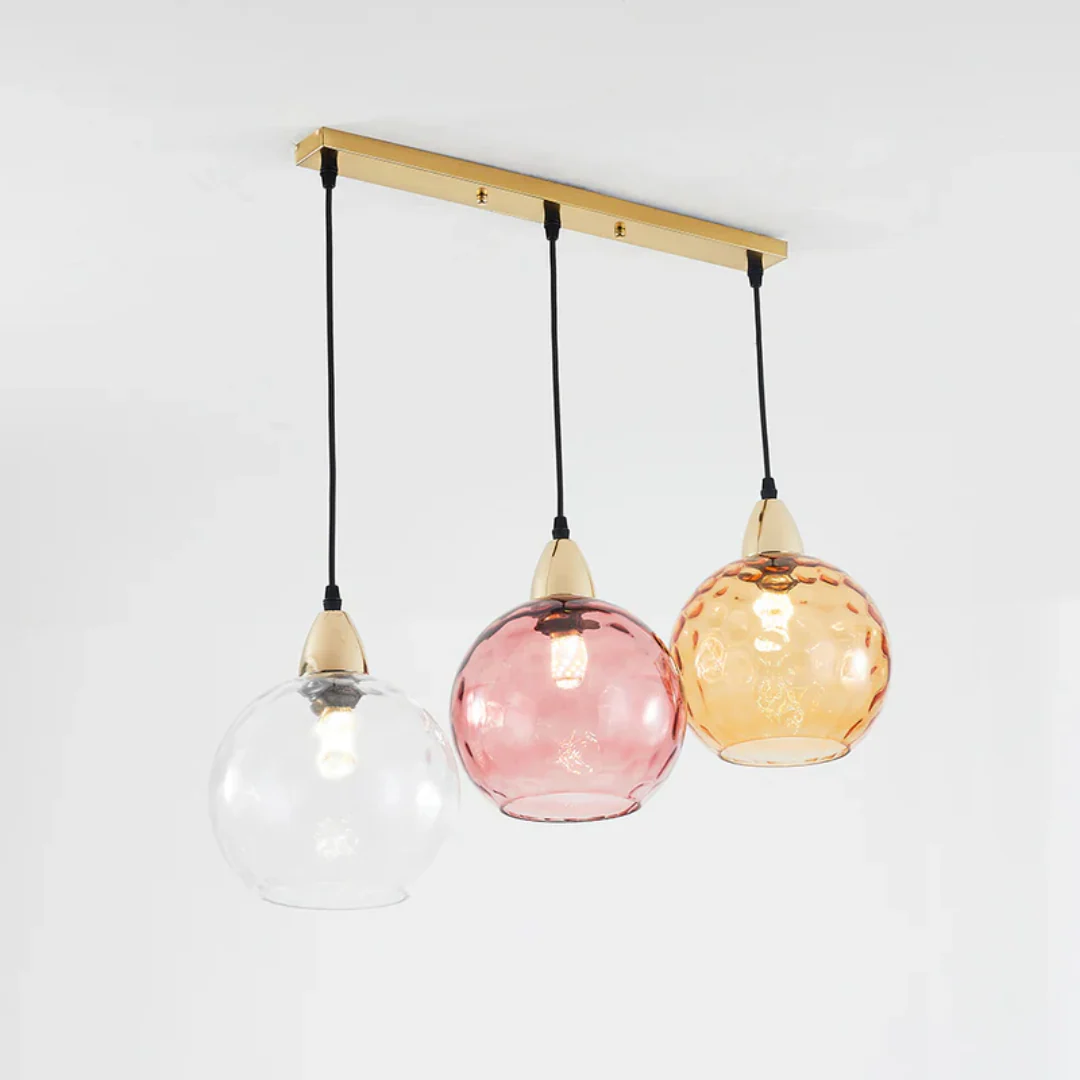 Modern 3 Light Glass Cluster Pendant Light E27 LED Water Ripple Shade - Image 7