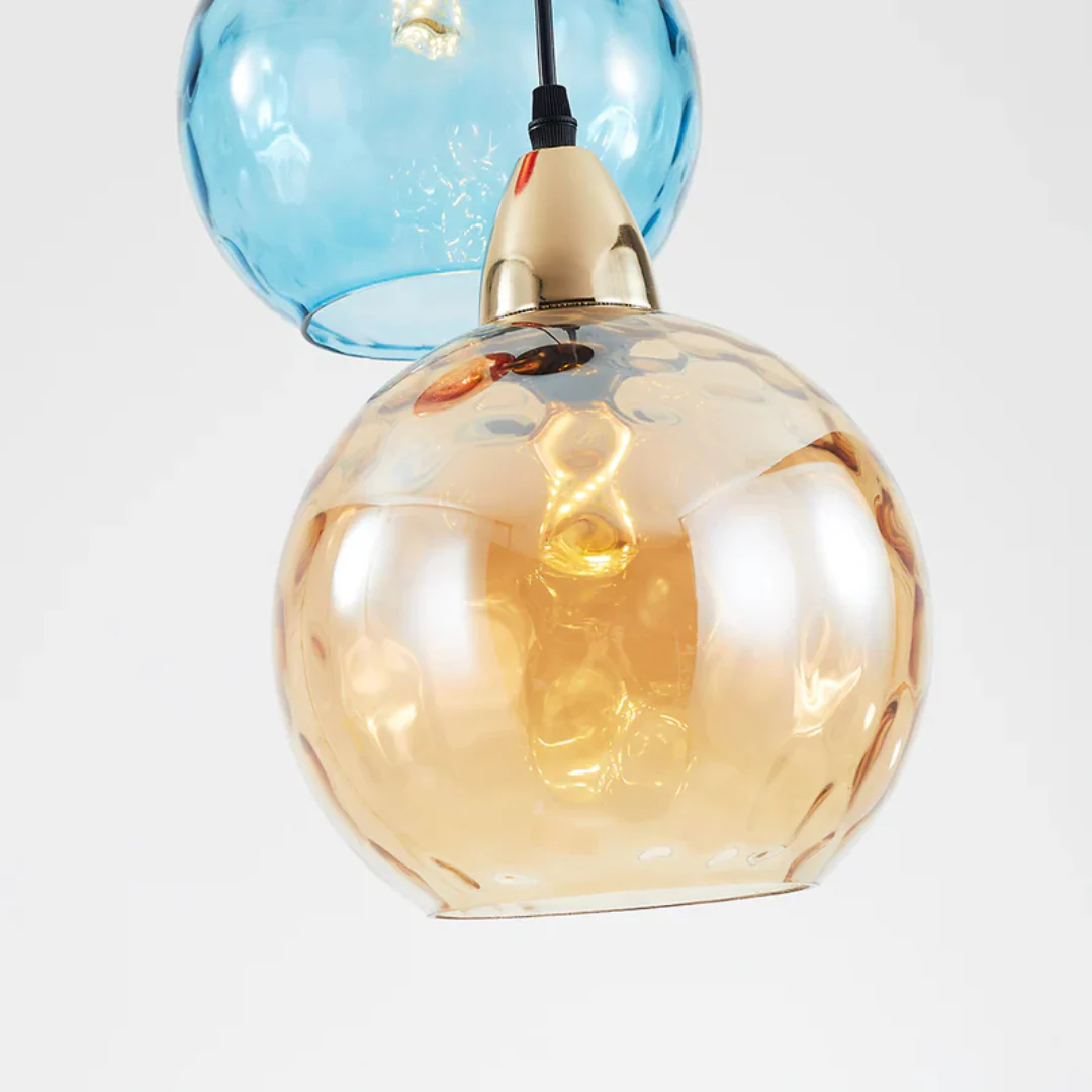 Modern 3 Light Glass Cluster Pendant Light E27 LED Water Ripple Shade - Image 8