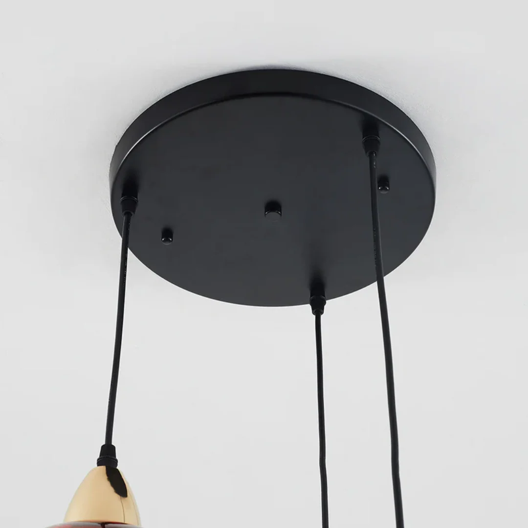 Modern 3 Light Glass Cluster Pendant Light E27 LED Water Ripple Shade - Image 9