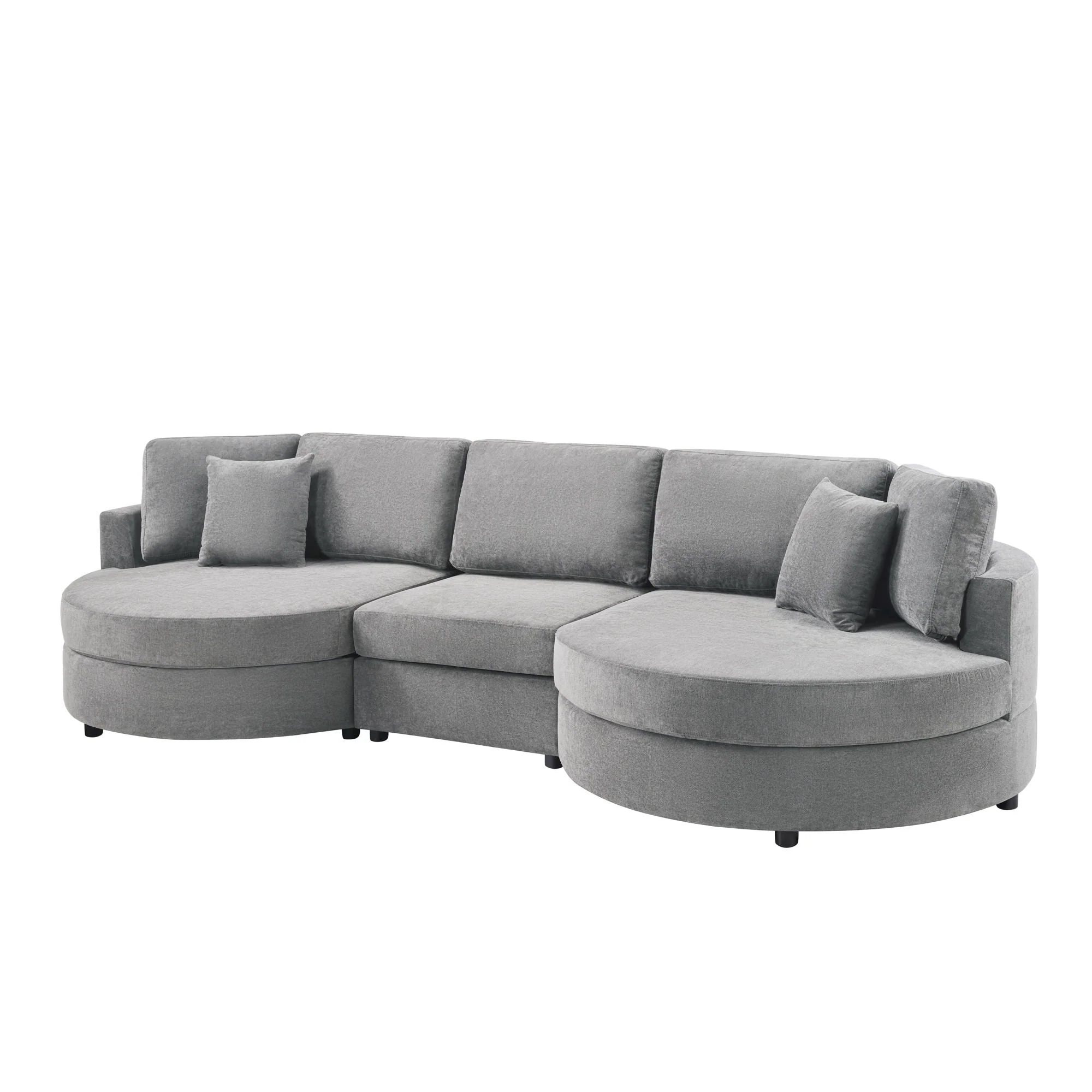 Modern 3 Seater Upholstered Sofa With Curved Design - Image 2