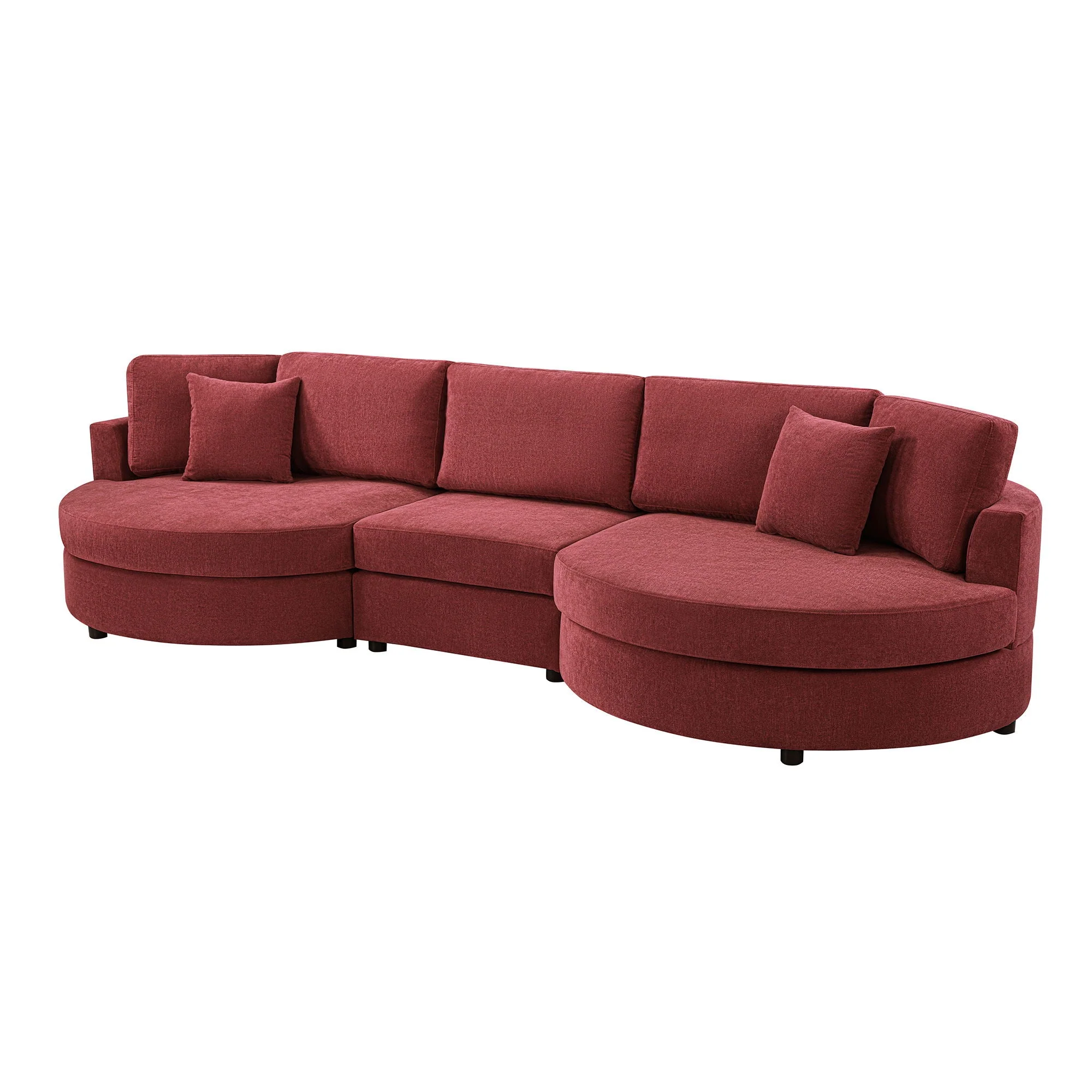 Modern 3 Seater Upholstered Sofa With Curved Design - Image 3