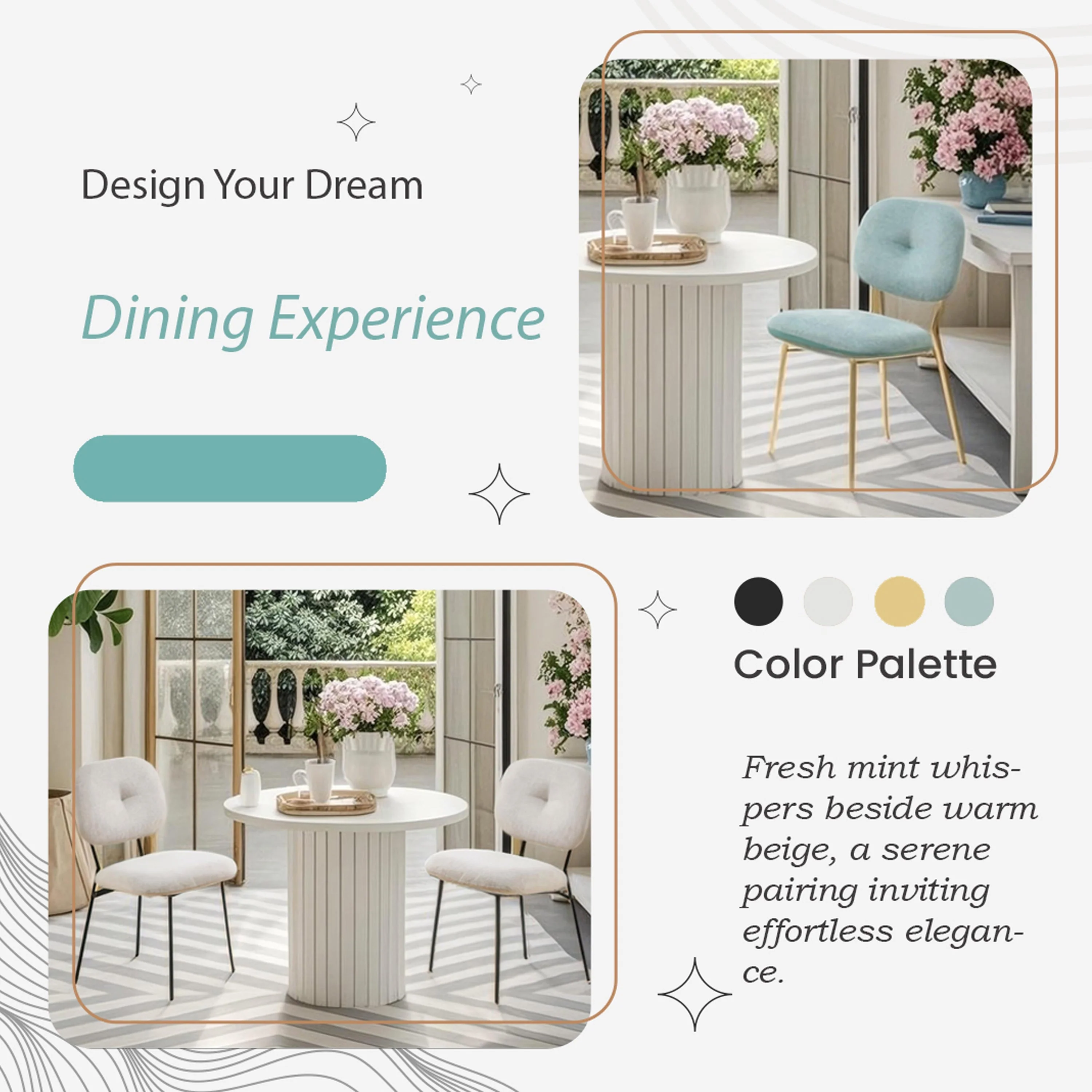 Modern 4-Person Dining Set with Bamboo & MDF Table and Fabric Chairs - Image 8