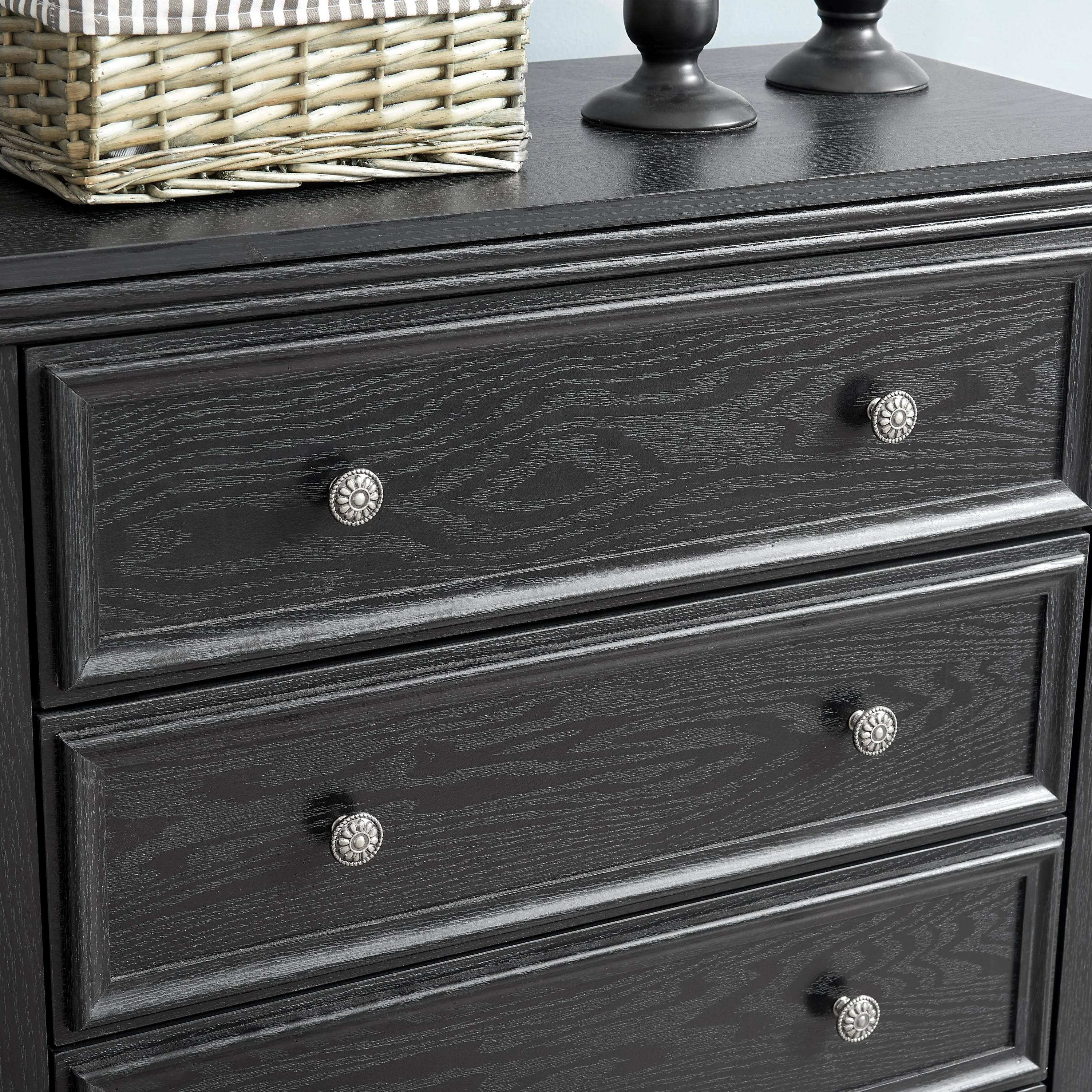 Modern 5-Drawer Black Dresser for Living Room Storage - Image 5