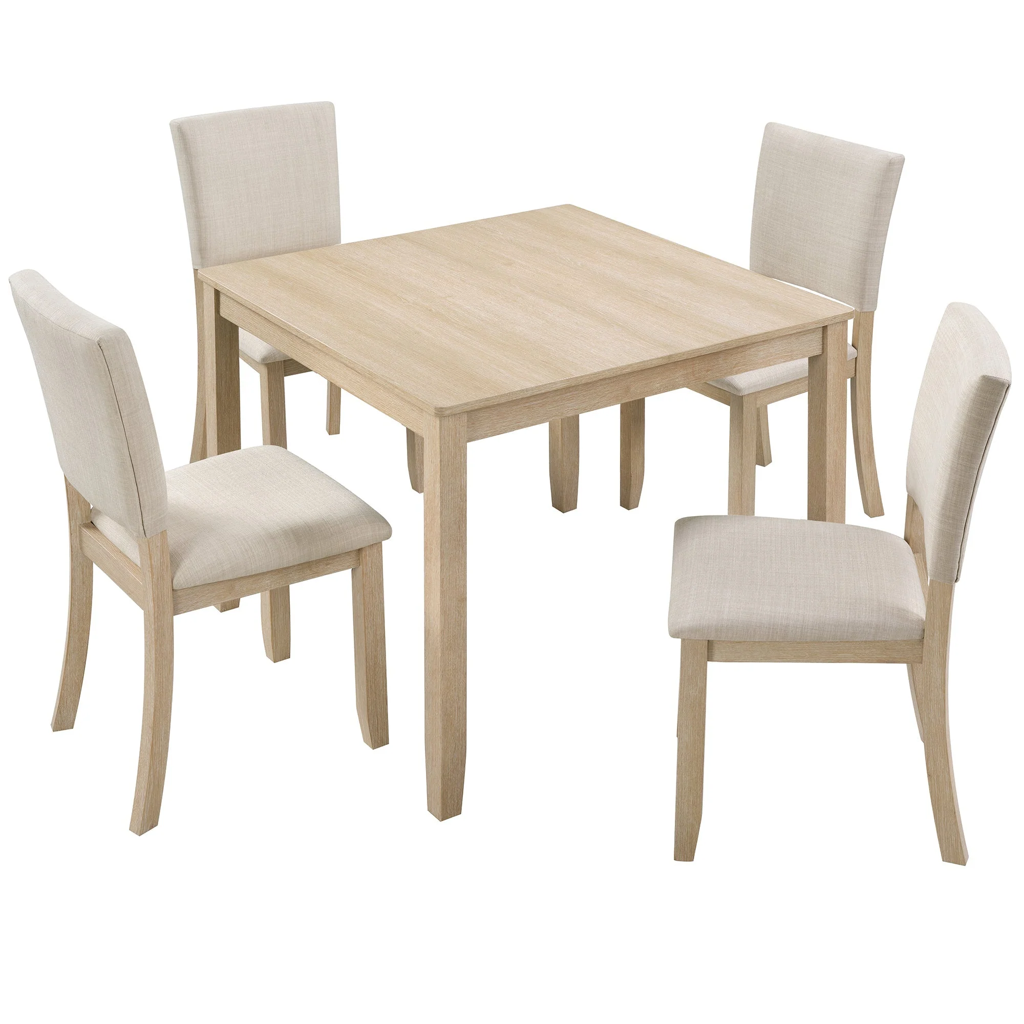 Modern 5-Piece Wooden Dining Table Set for 4 People in Light Oak - Image 11