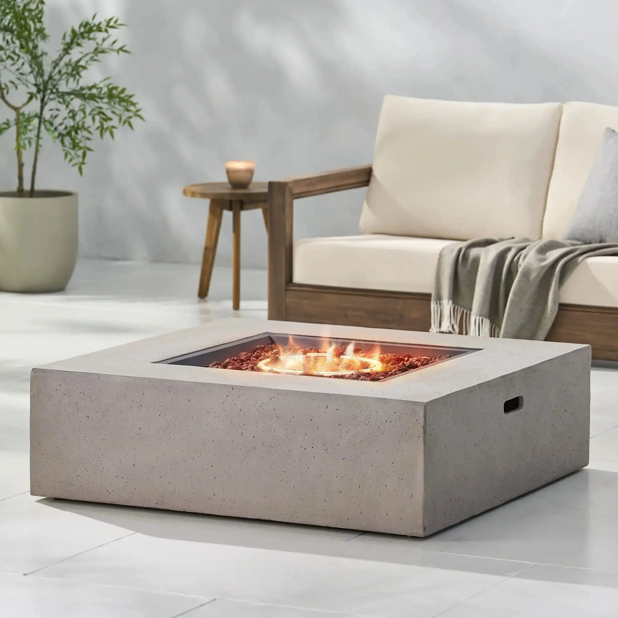 Modern 50,000 BTU Square Fire Table with Propane Tank - Image 3