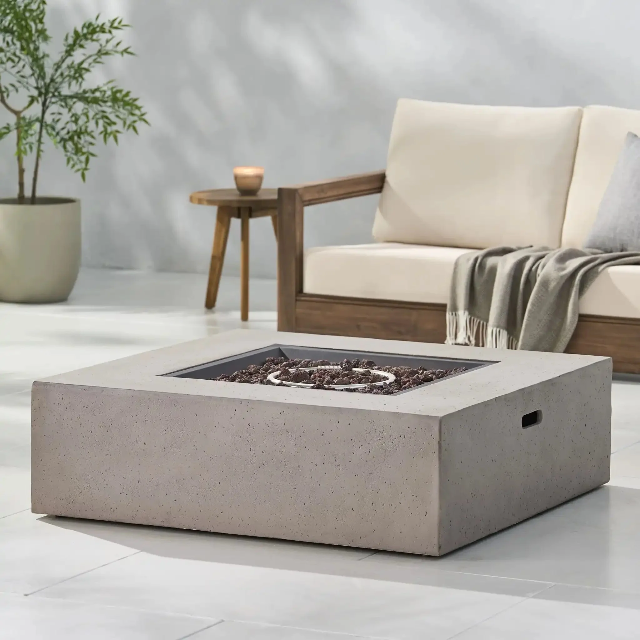 Modern 50,000 BTU Square Fire Table with Propane Tank - Image 6