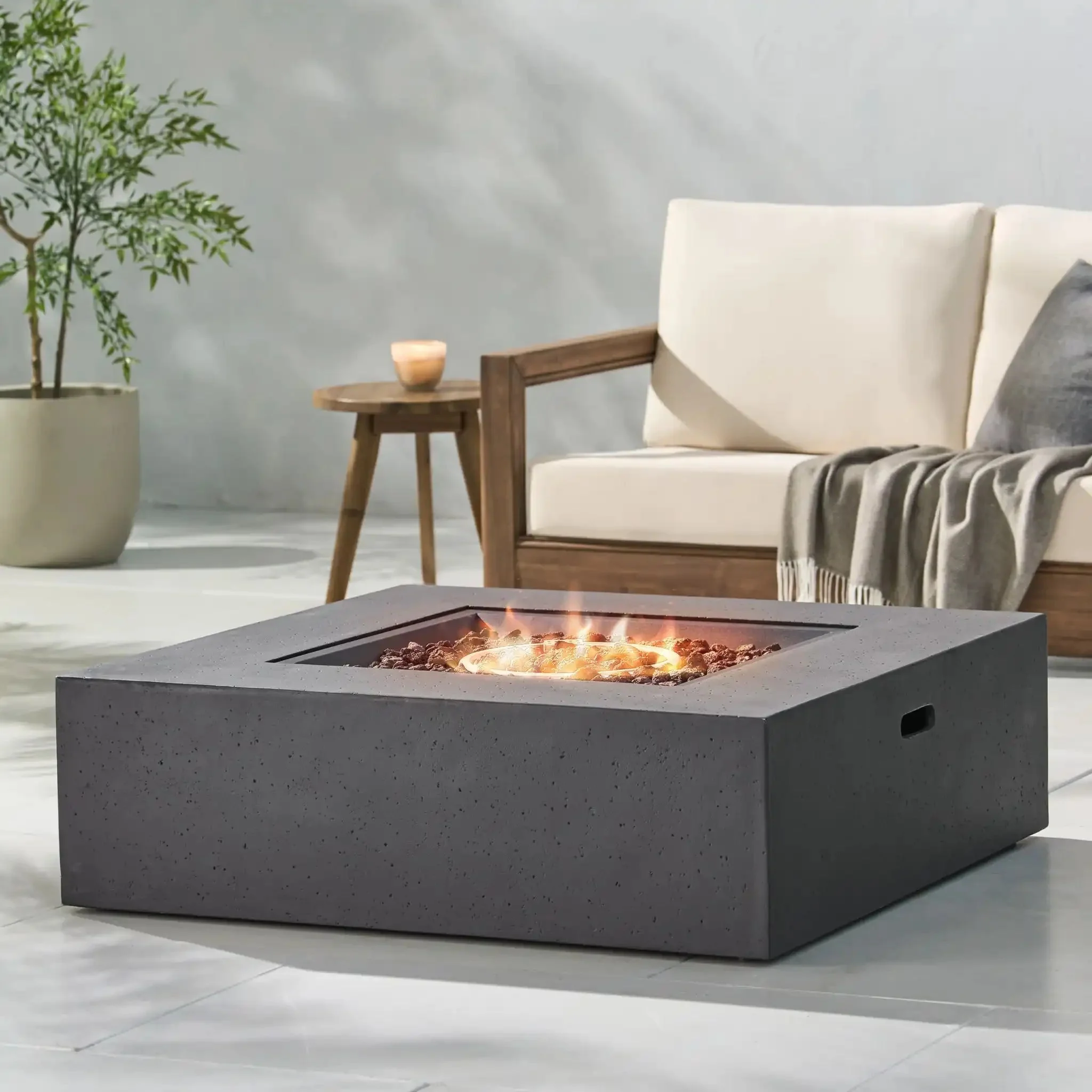 Modern 50,000 BTU Square Fire Table with Propane Tank - Image 7