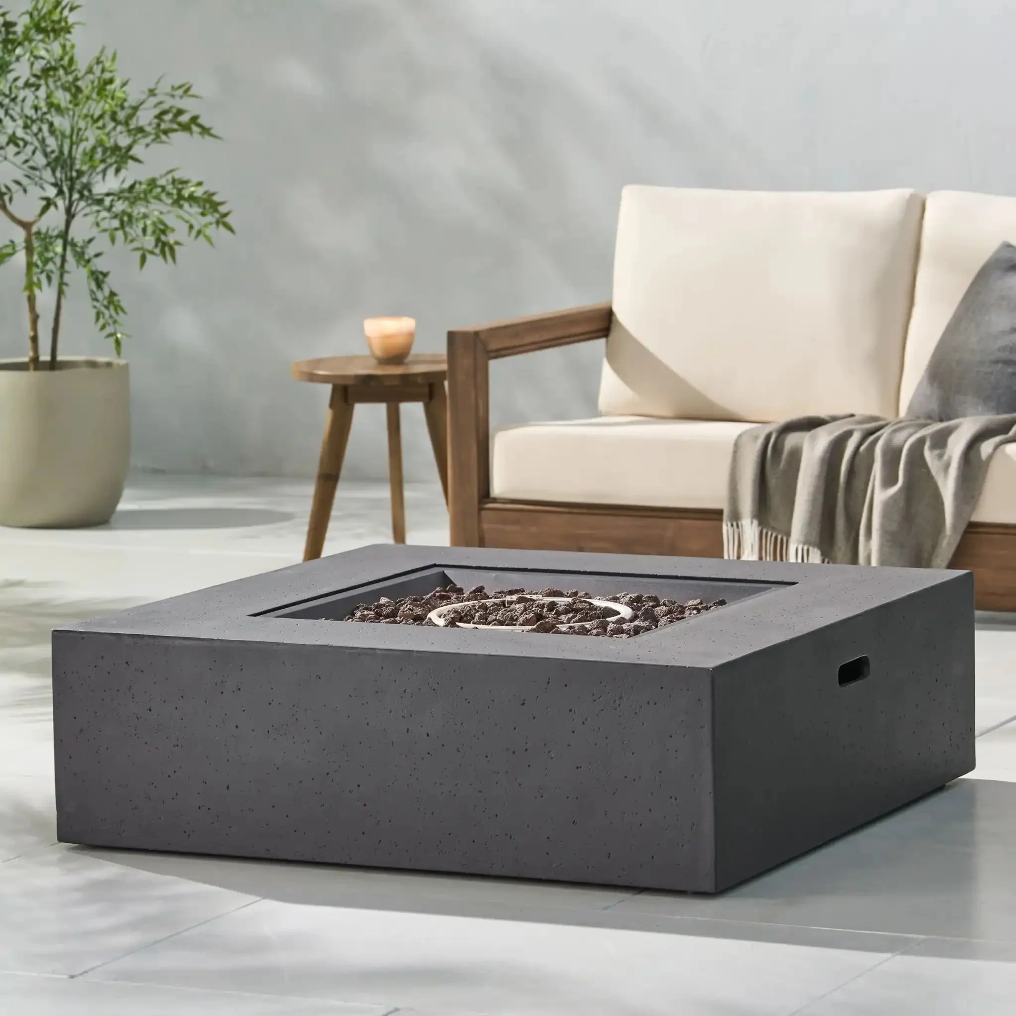 Modern 50,000 BTU Square Fire Table with Propane Tank - Image 8