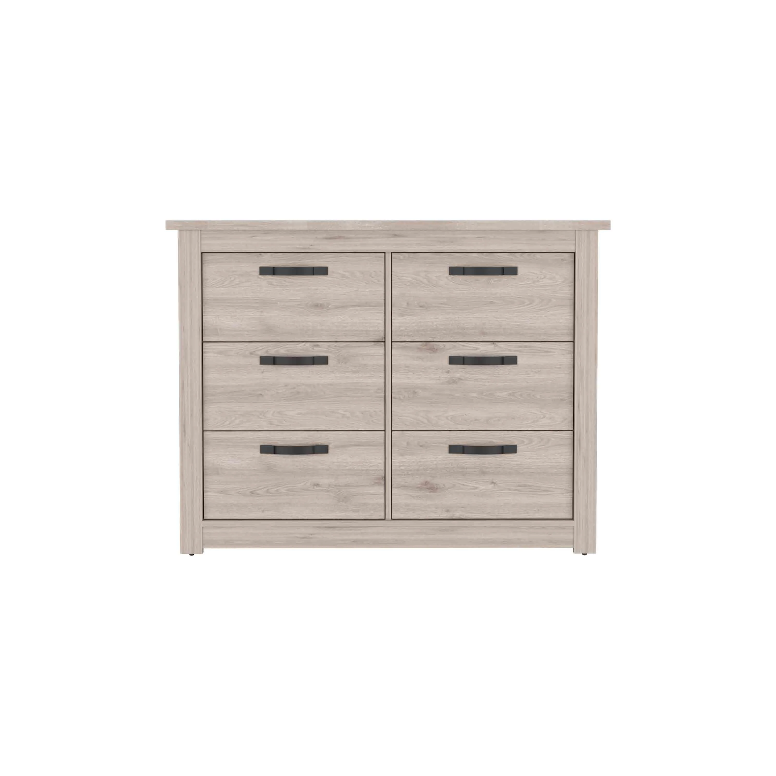 Modern 6-Drawer Dresser with Metal Hardware – Gray Finish - Image 2
