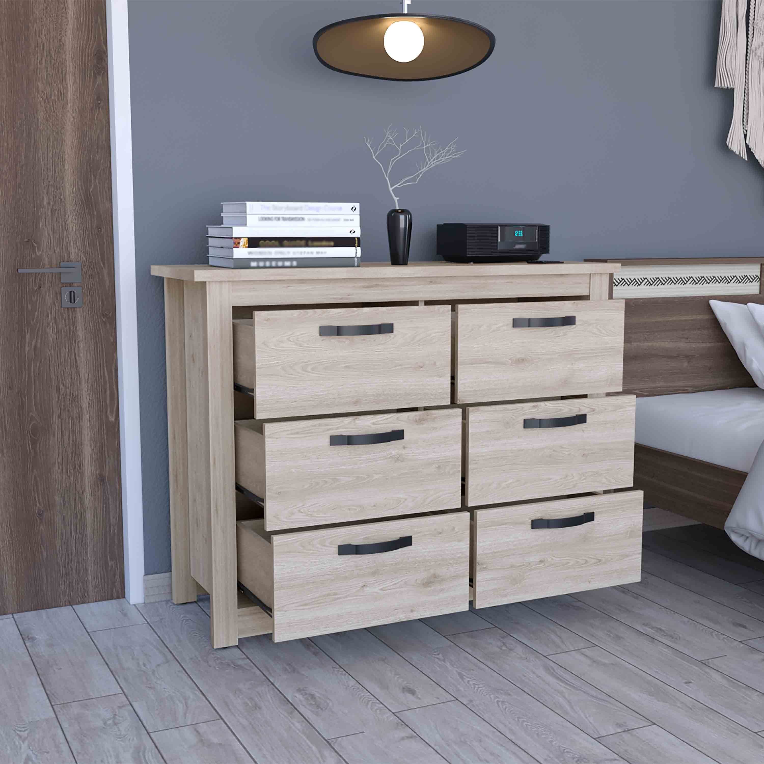 Modern 6-Drawer Dresser with Metal Hardware – Gray Finish - Image 4