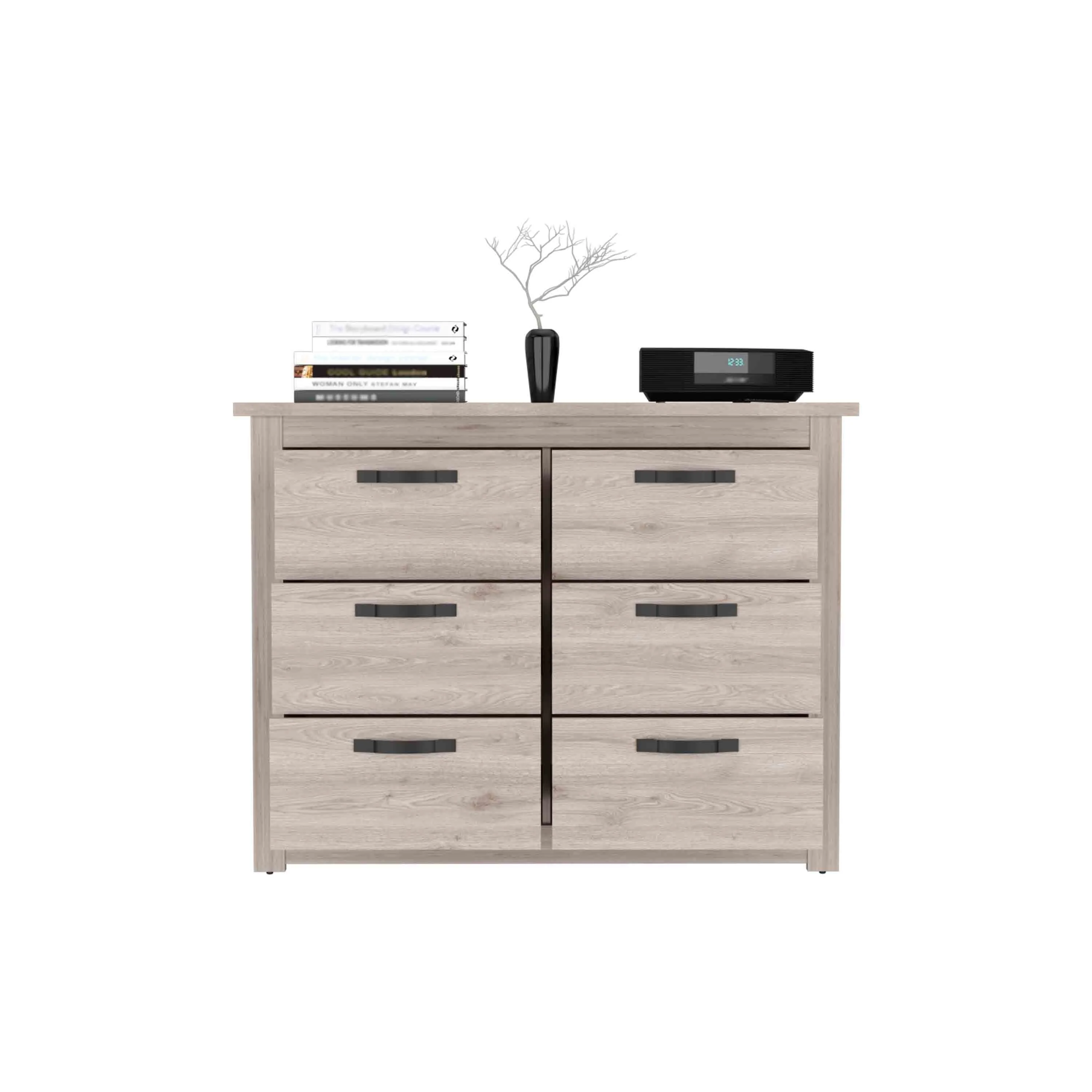 Modern 6-Drawer Dresser with Metal Hardware – Gray Finish - Image 5