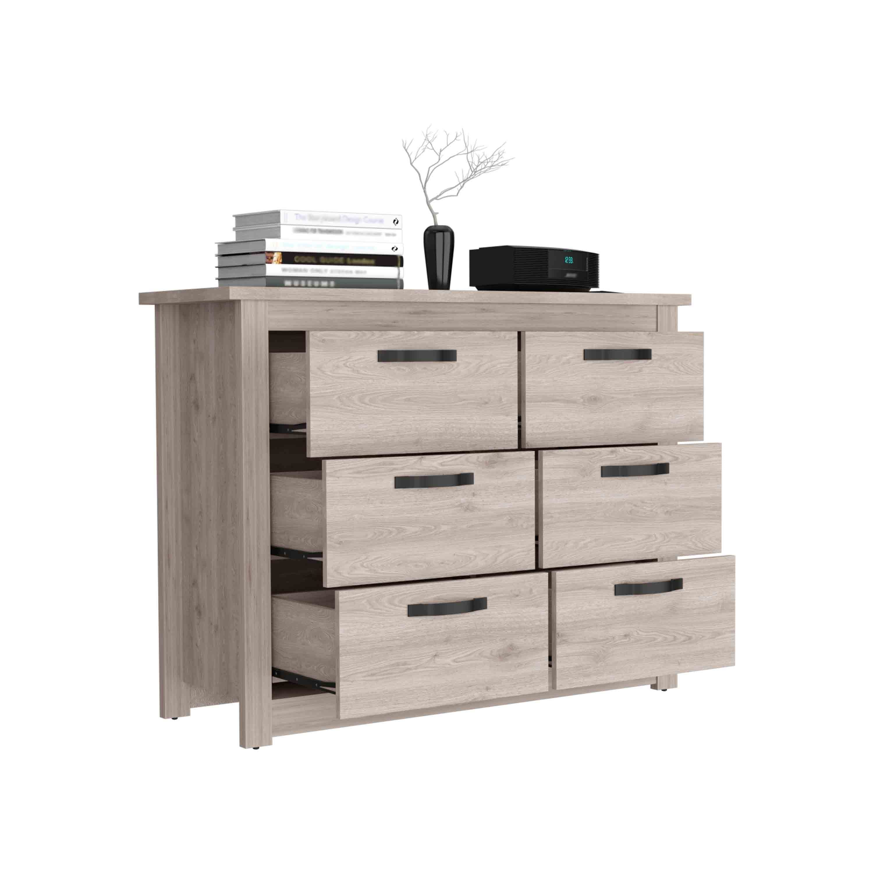 Modern 6-Drawer Dresser with Metal Hardware – Gray Finish - Image 7