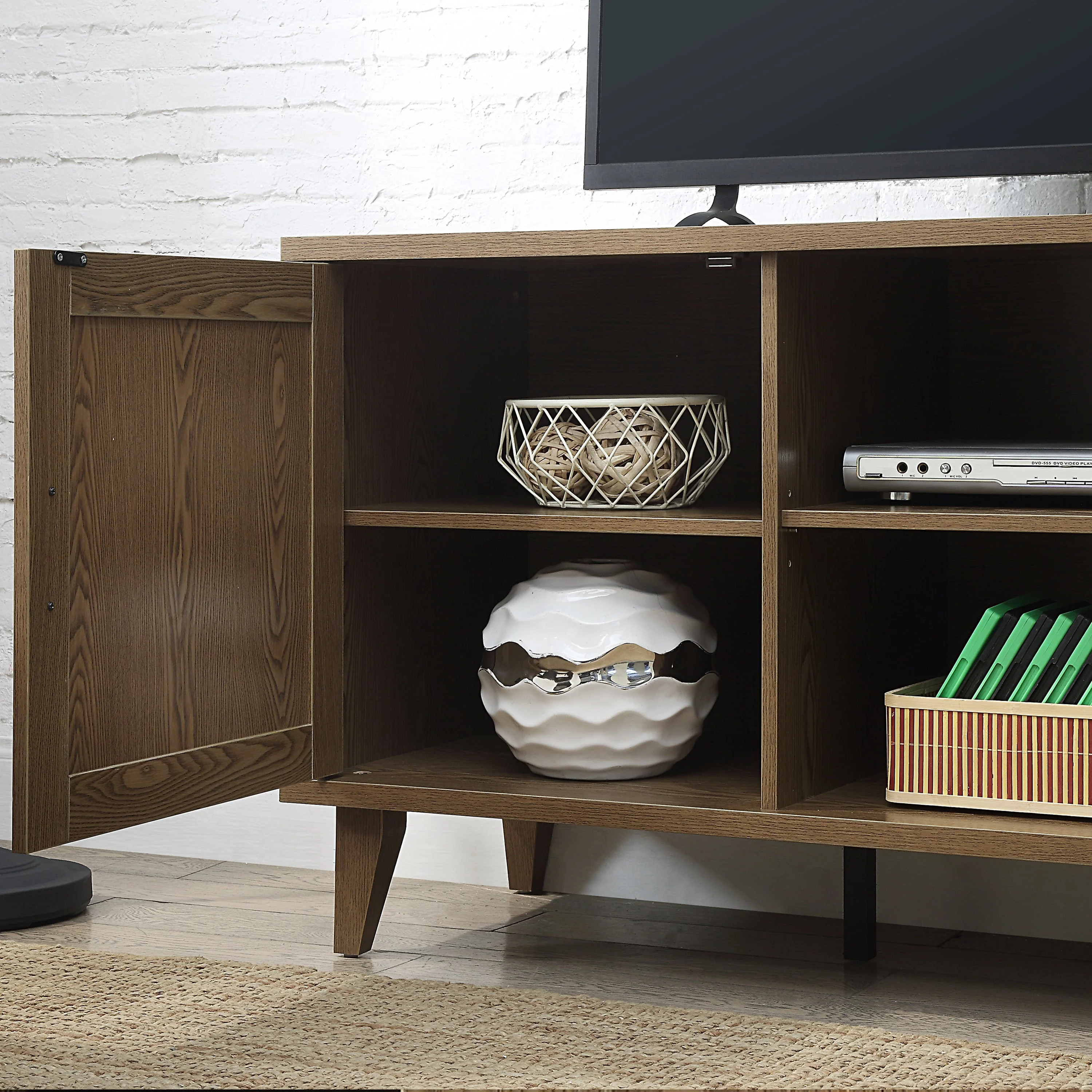 Modern 60 Inch TV Stand in Classic Walnut Finish - Image 3