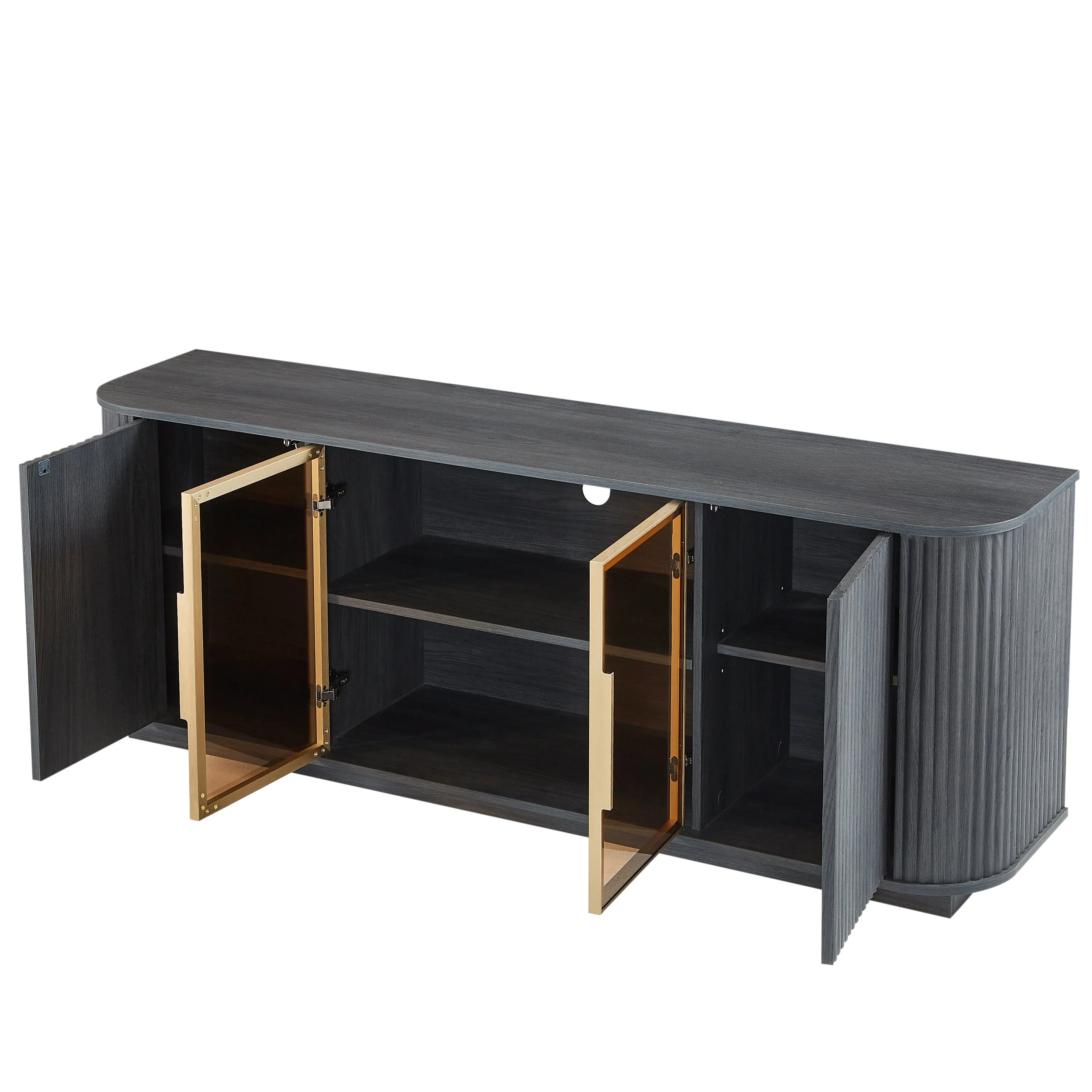 Modern 64-Inch Wavy TV Cabinet with LED Lights - Image 8