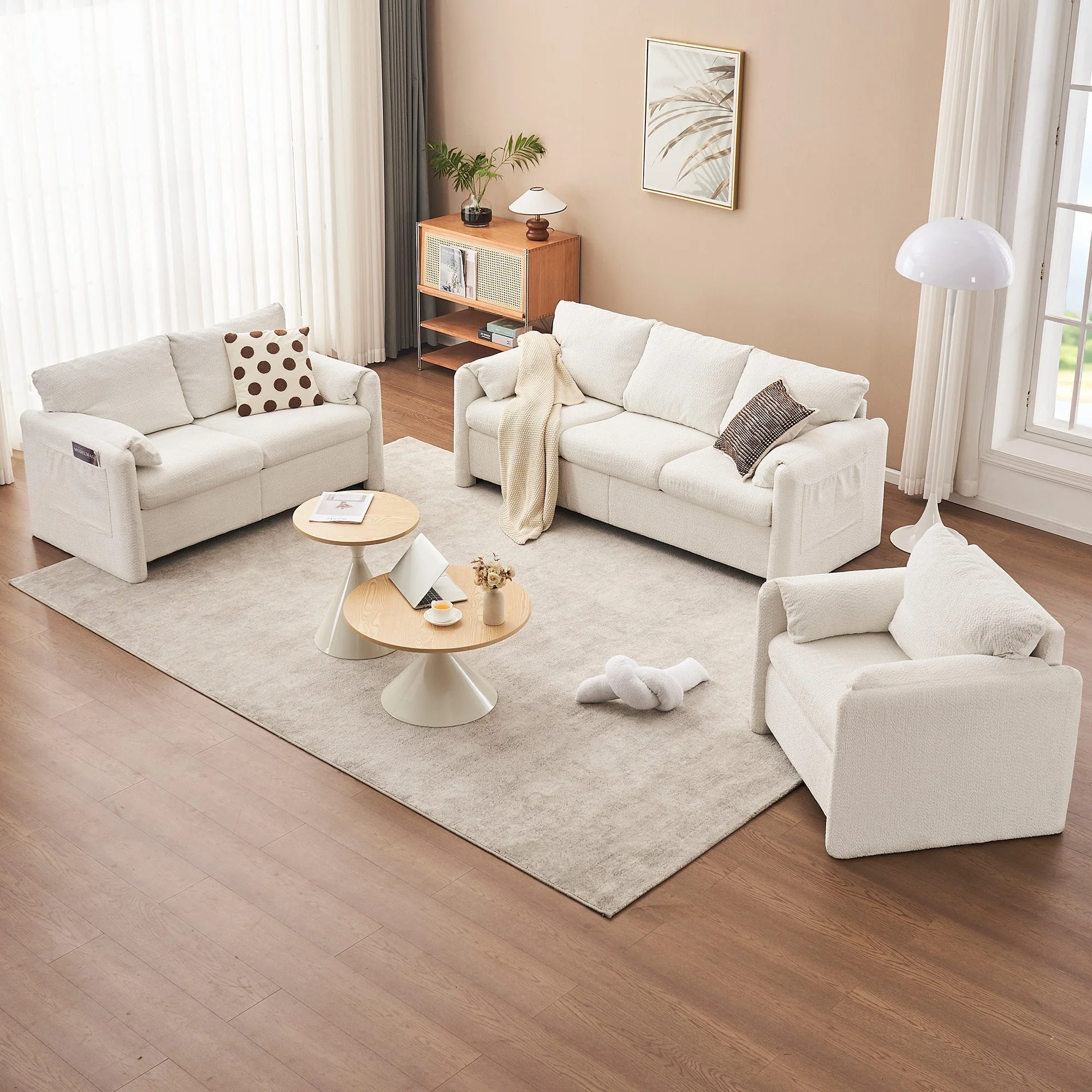 Modern Accent Chair Single Seater Ivory White - Image 16