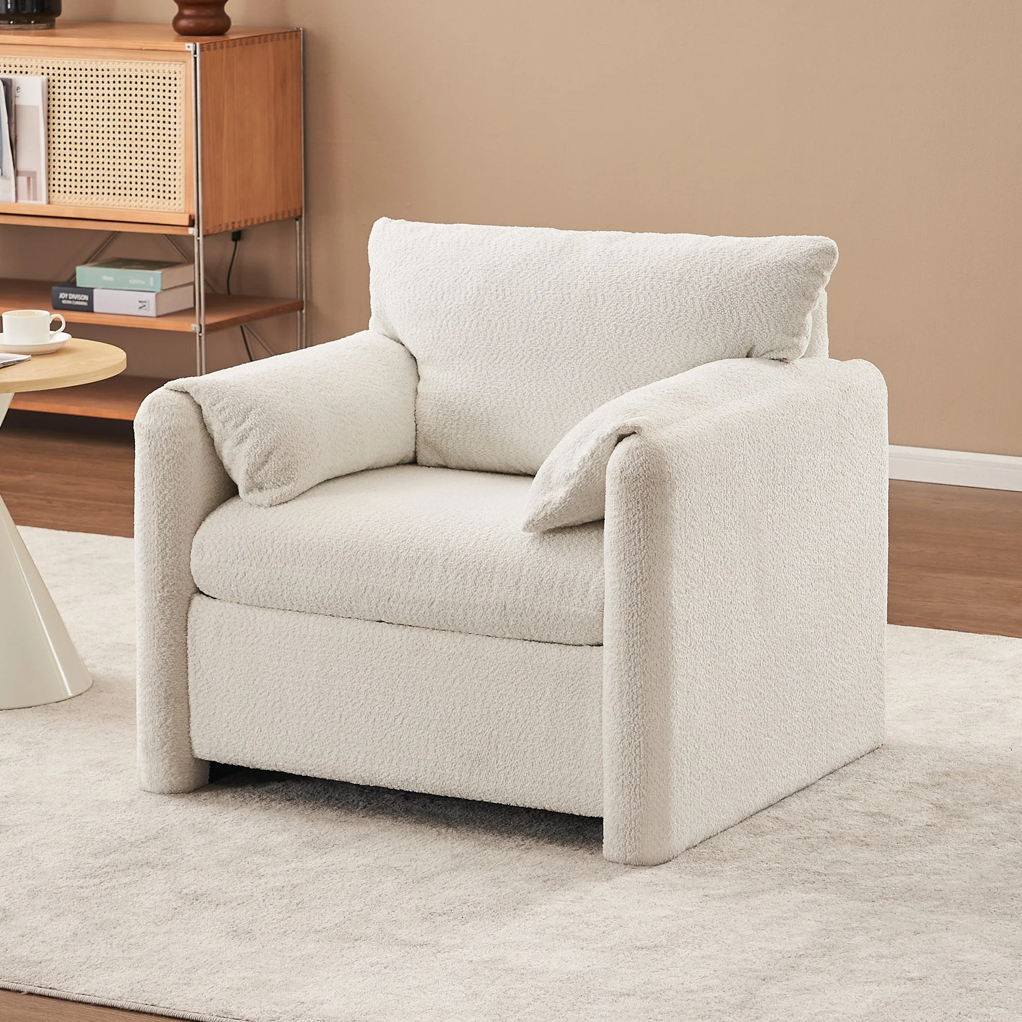 Modern Accent Chair Single Seater Ivory White - Image 2