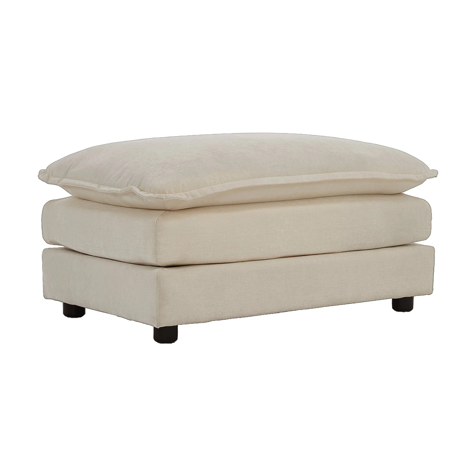 Modern Accent Chair with Ottoman in Beige Chenille - Image 11