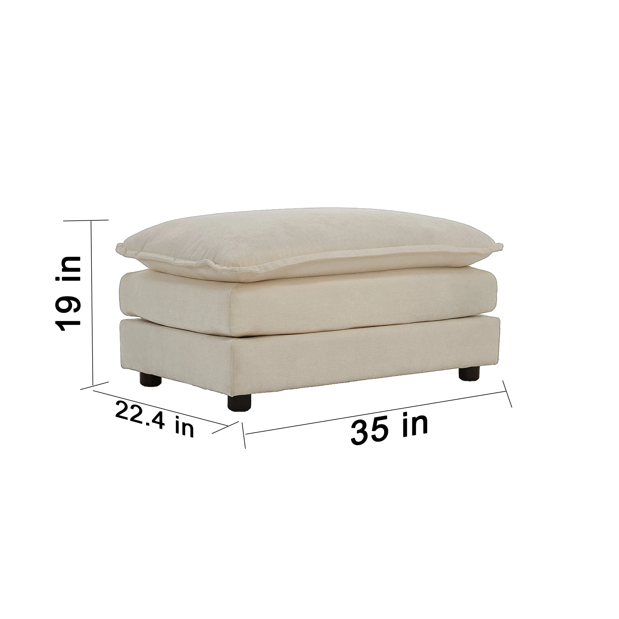 Modern Accent Chair with Ottoman in Beige Chenille - Image 8