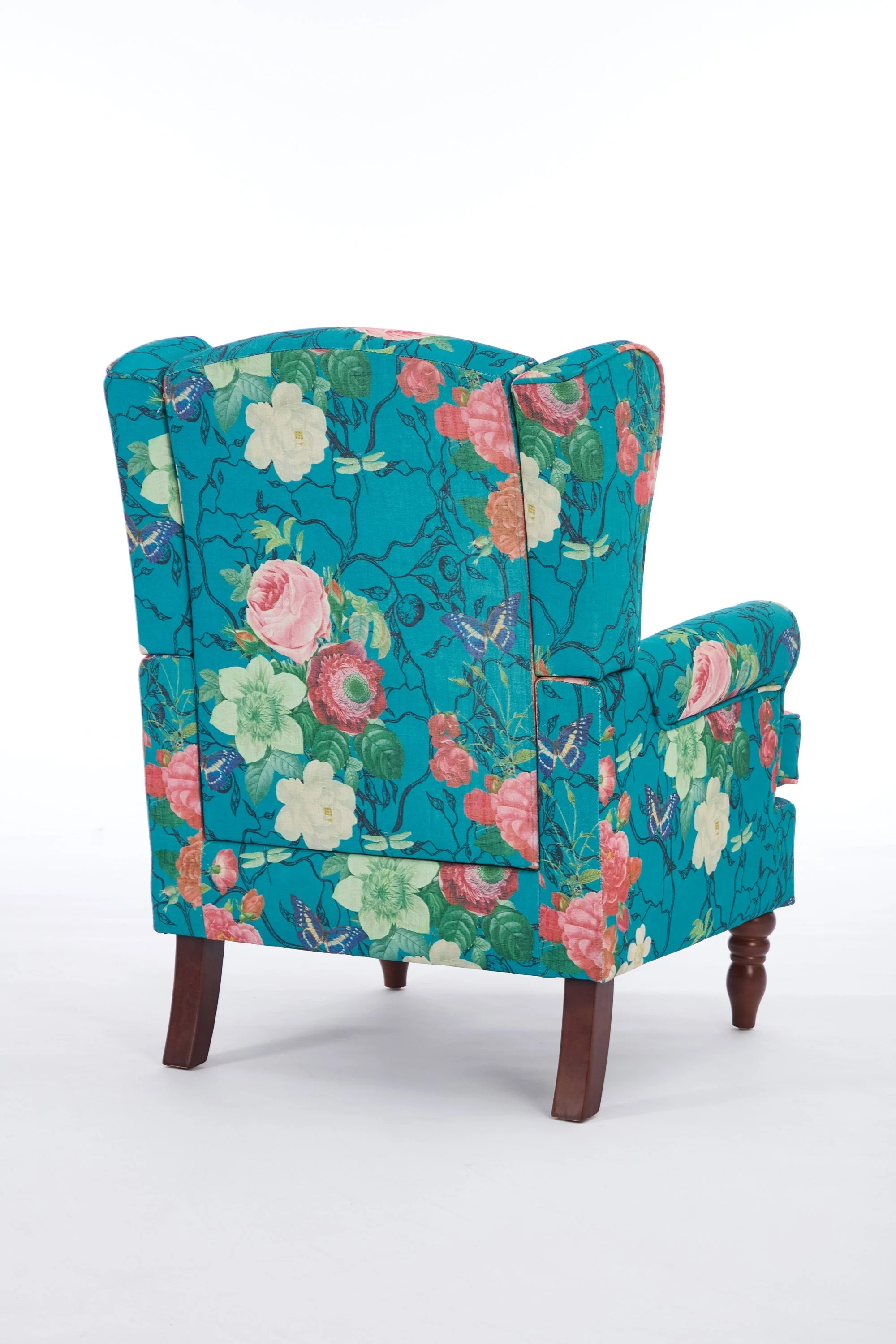 Modern Accent Chair with Retro Wood Legs - Floral - Image 15