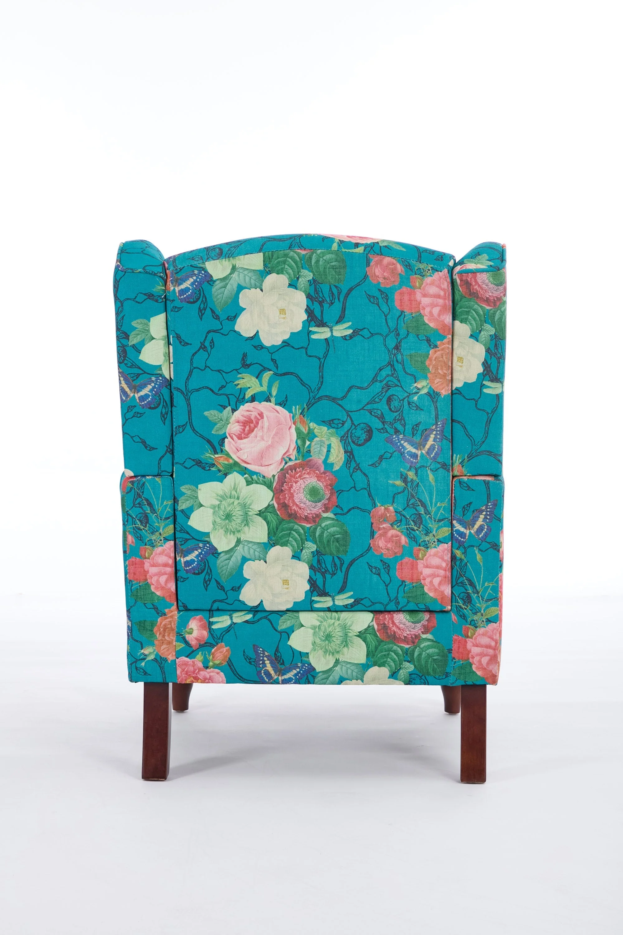 Modern Accent Chair with Retro Wood Legs - Floral - Image 16