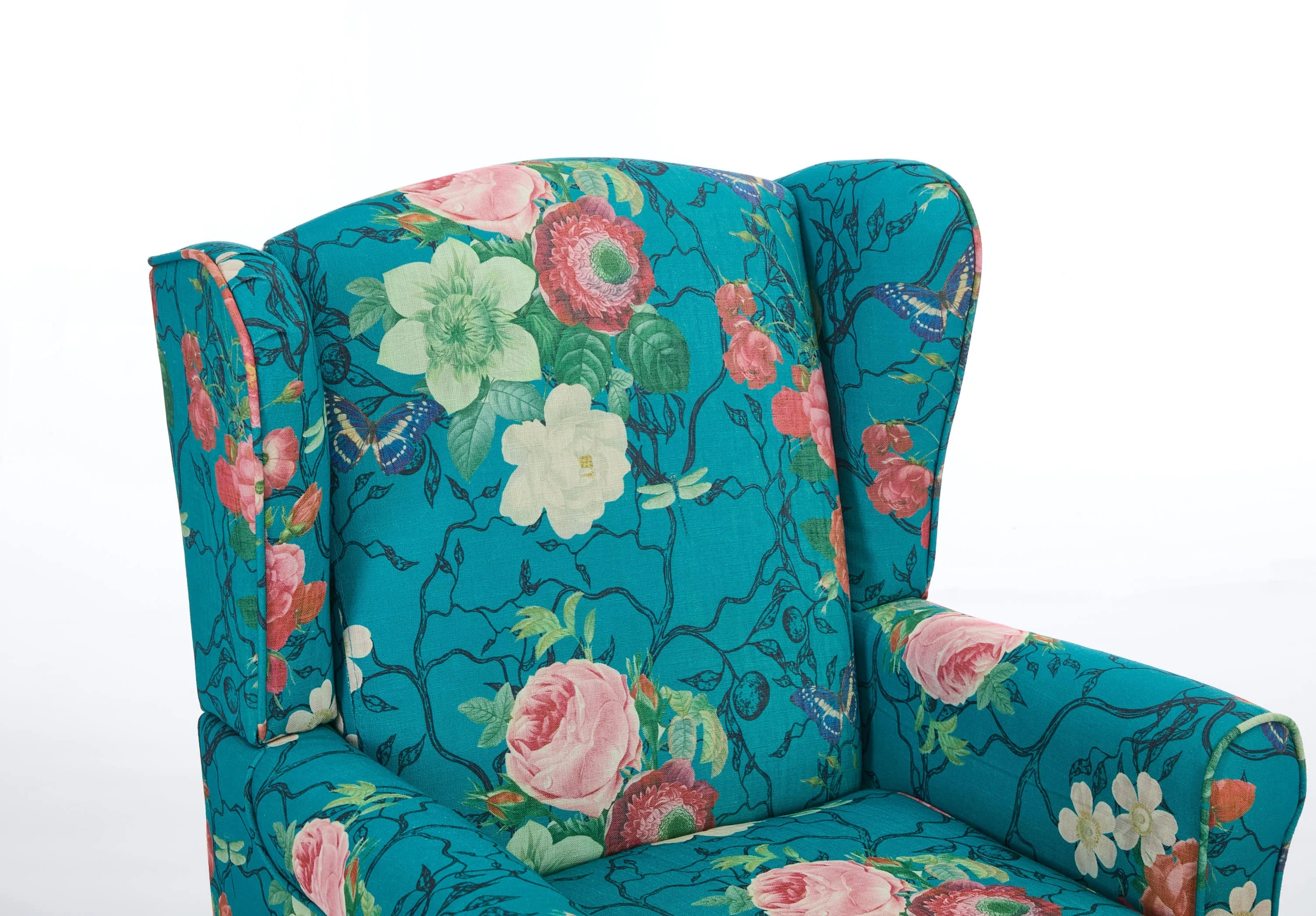 Modern Accent Chair with Retro Wood Legs - Floral - Image 18