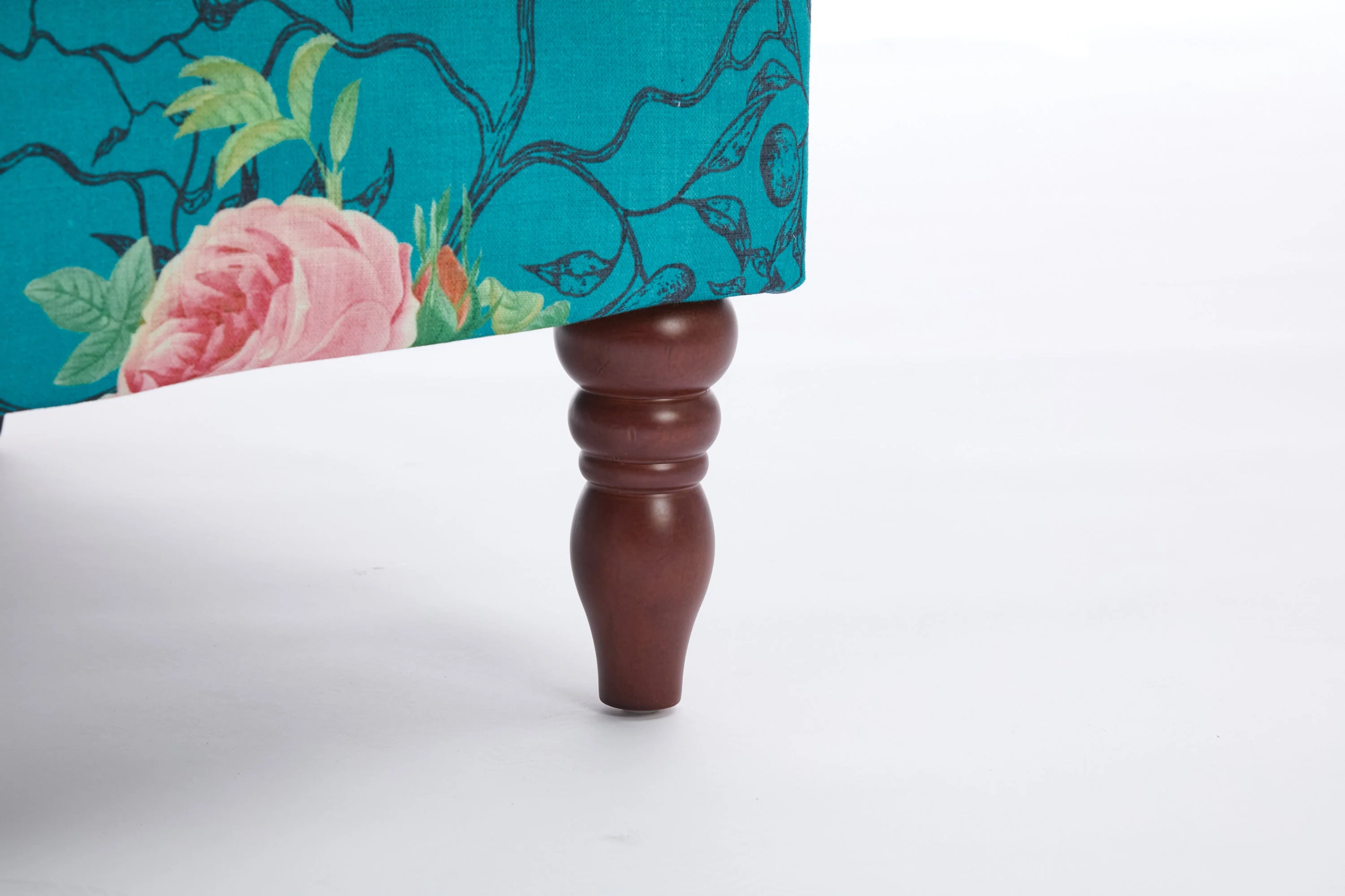 Modern Accent Chair with Retro Wood Legs - Floral - Image 20